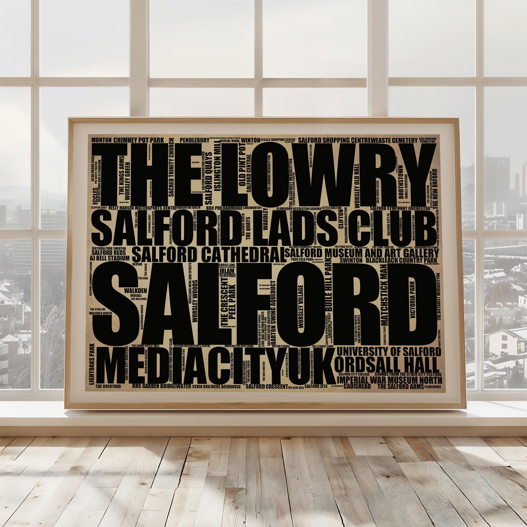 Salford - Premium Typographic Word Cloud Prints, Posters & Gifts