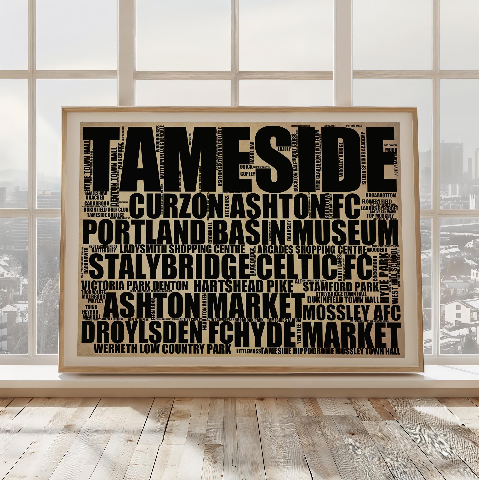 Tameside - Premium Typographic Word Cloud Prints, Posters & Gifts