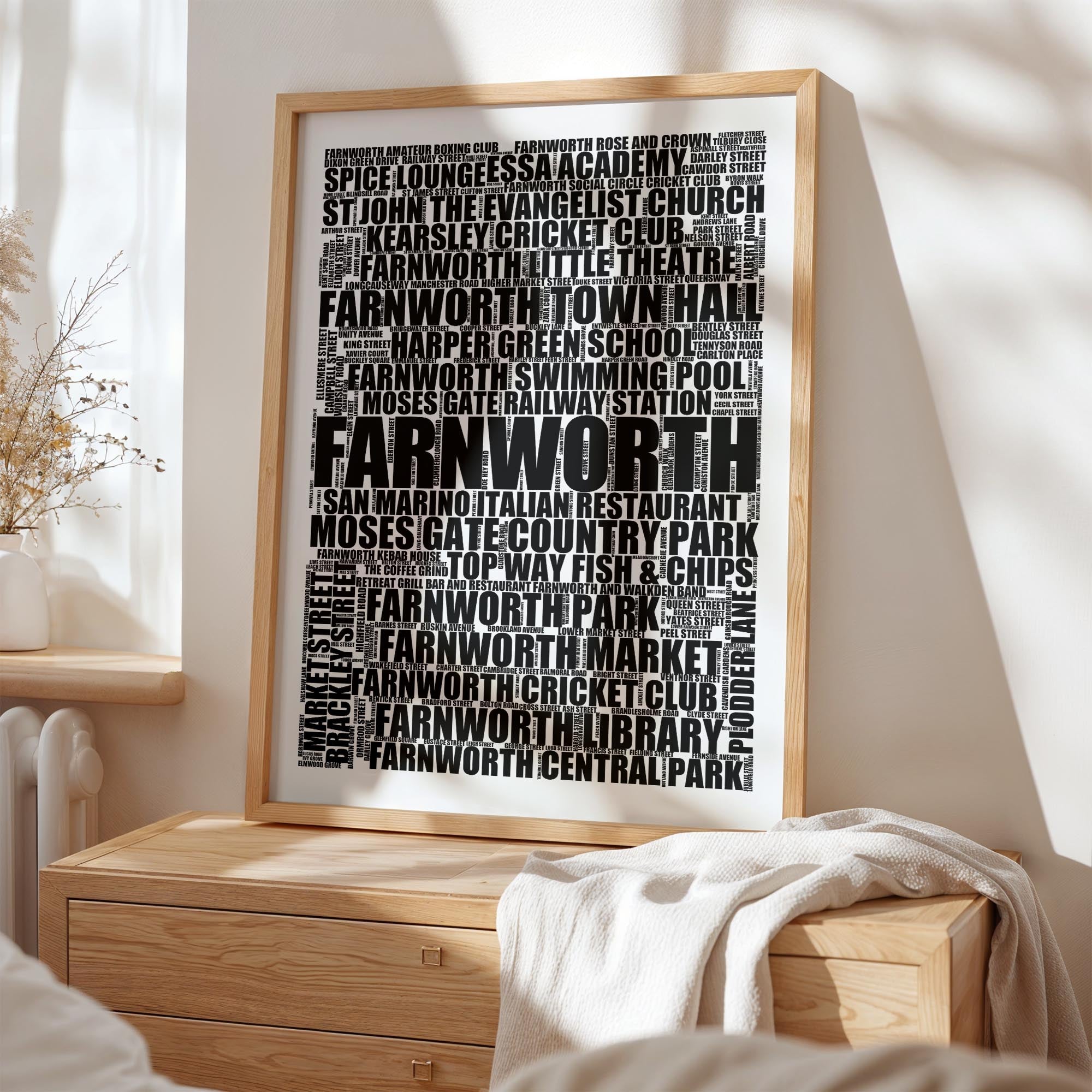 Farnworth - Premium Typographic Word Cloud Prints, Posters & Gifts