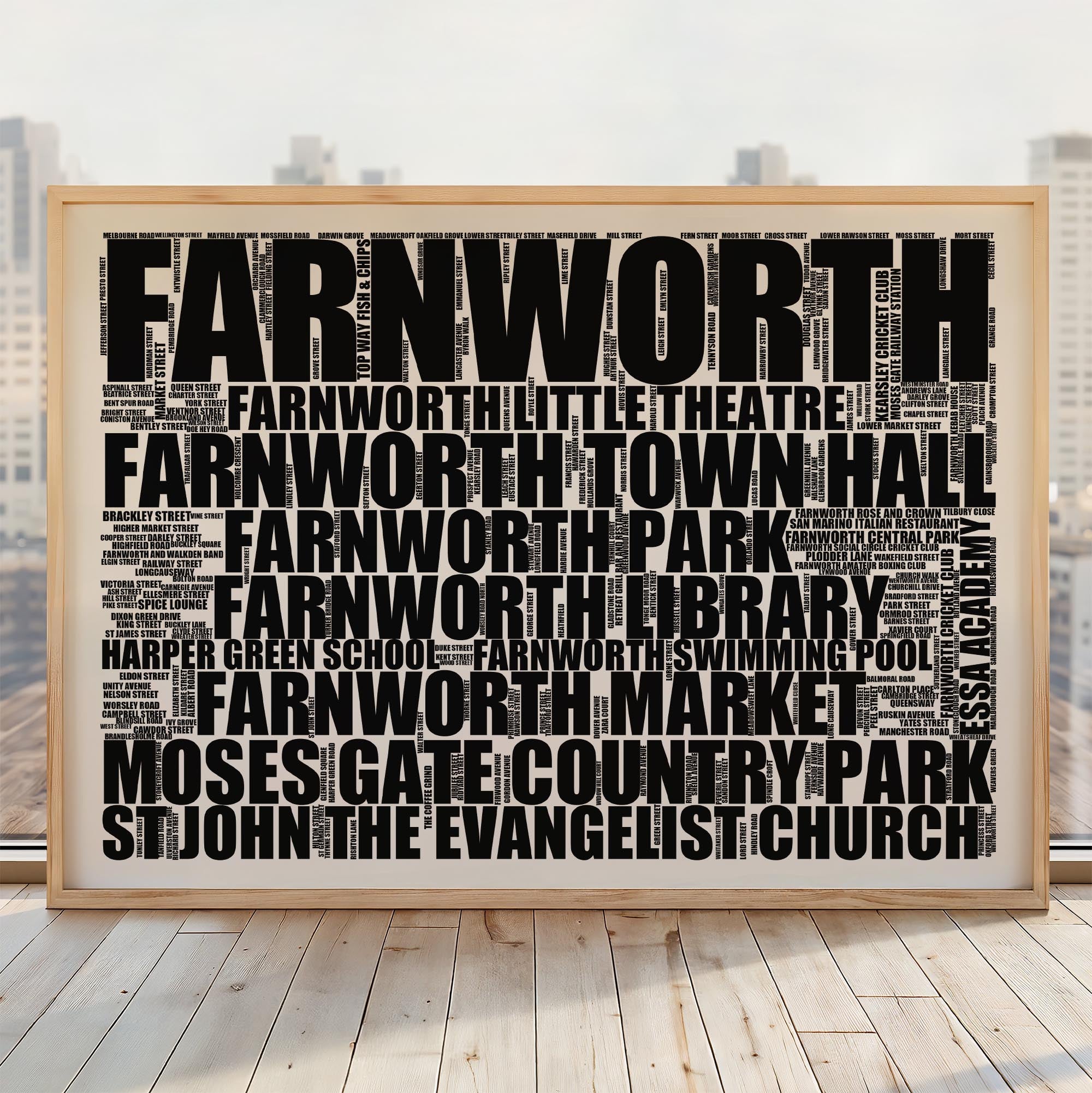 Farnworth - Premium Typographic Word Cloud Prints, Posters & Gifts