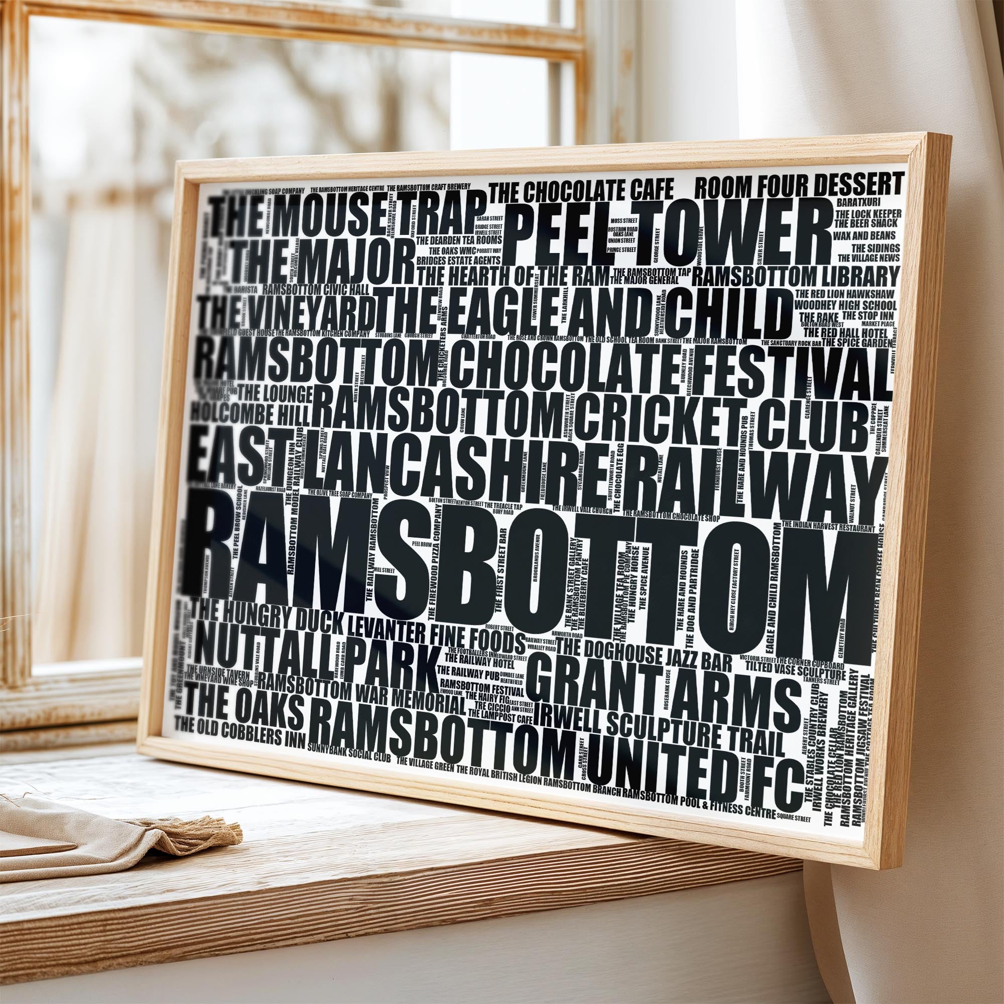 Ramsbottom - Premium Typographic Word Cloud Prints, Posters & Gifts