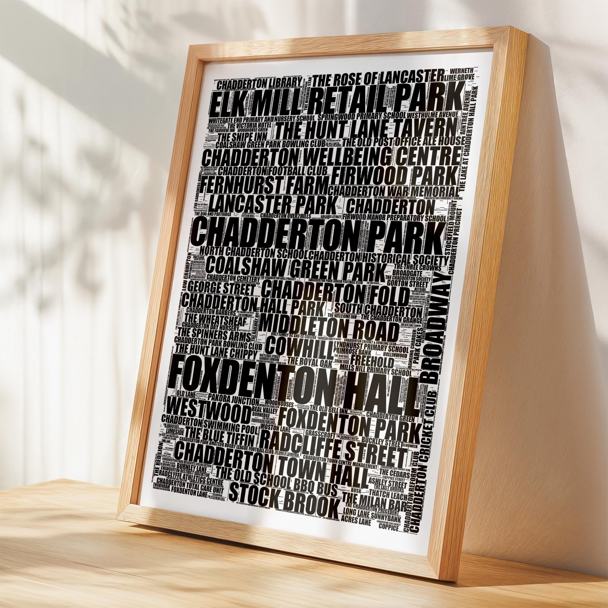 Chadderton - Premium Typographic Word Cloud Prints, Posters & Gifts