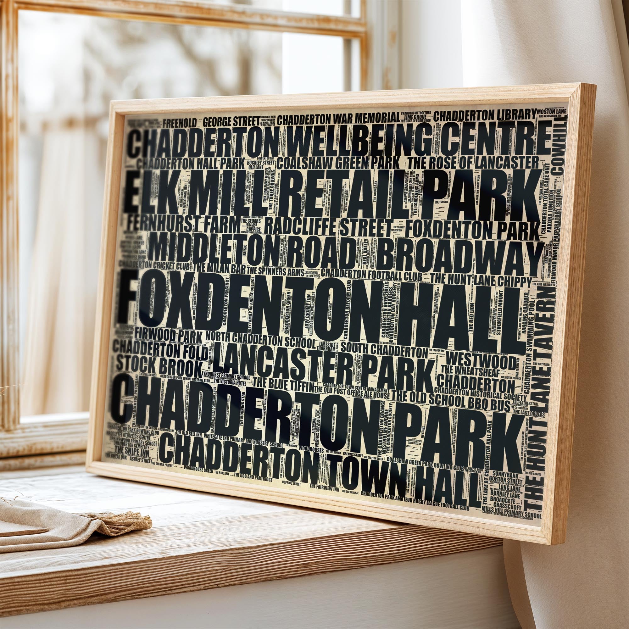 Chadderton - Premium Typographic Word Cloud Prints, Posters & Gifts
