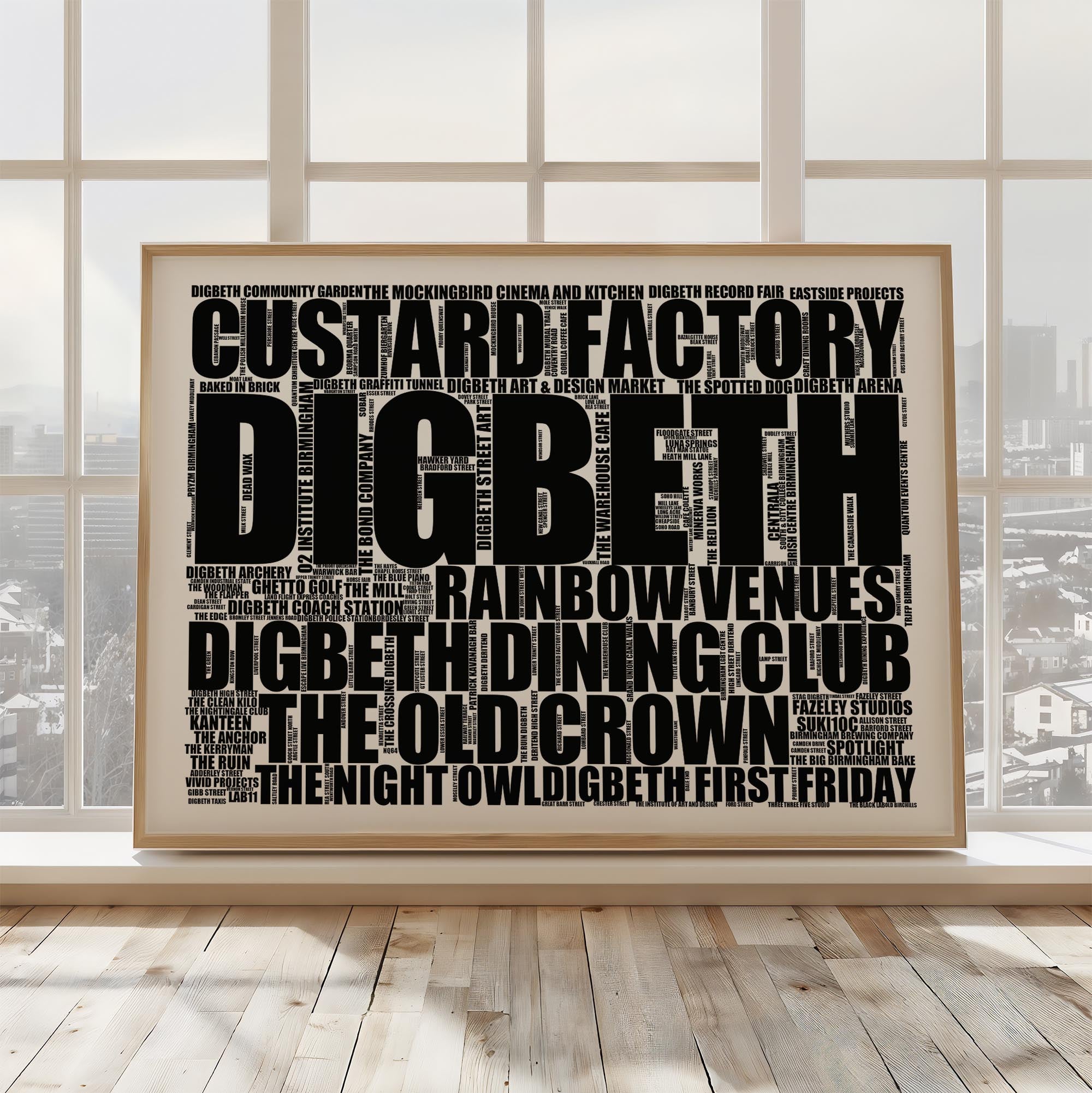 Digbeth - Premium Typographic Word Cloud Prints, Posters & Gifts