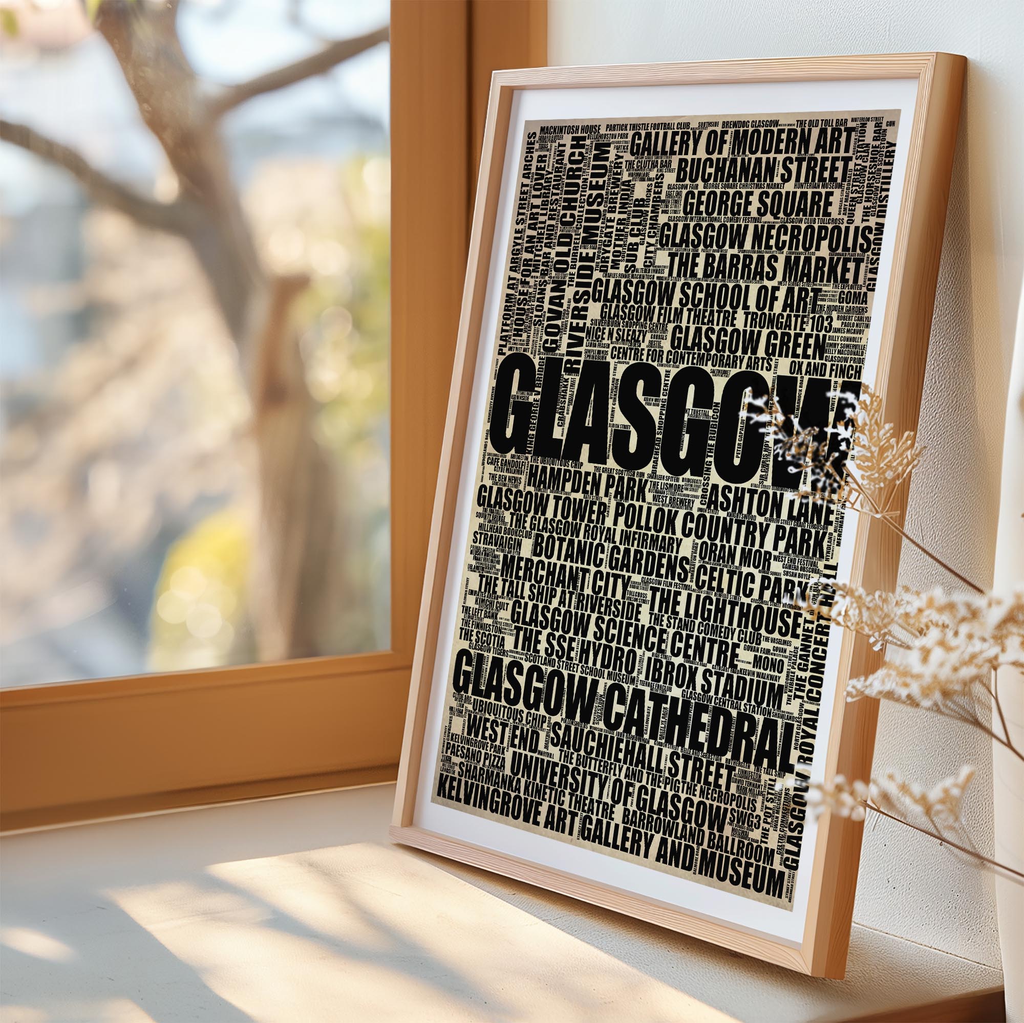 Glasgow - Premium Typographic Word Cloud Prints, Posters & Gifts