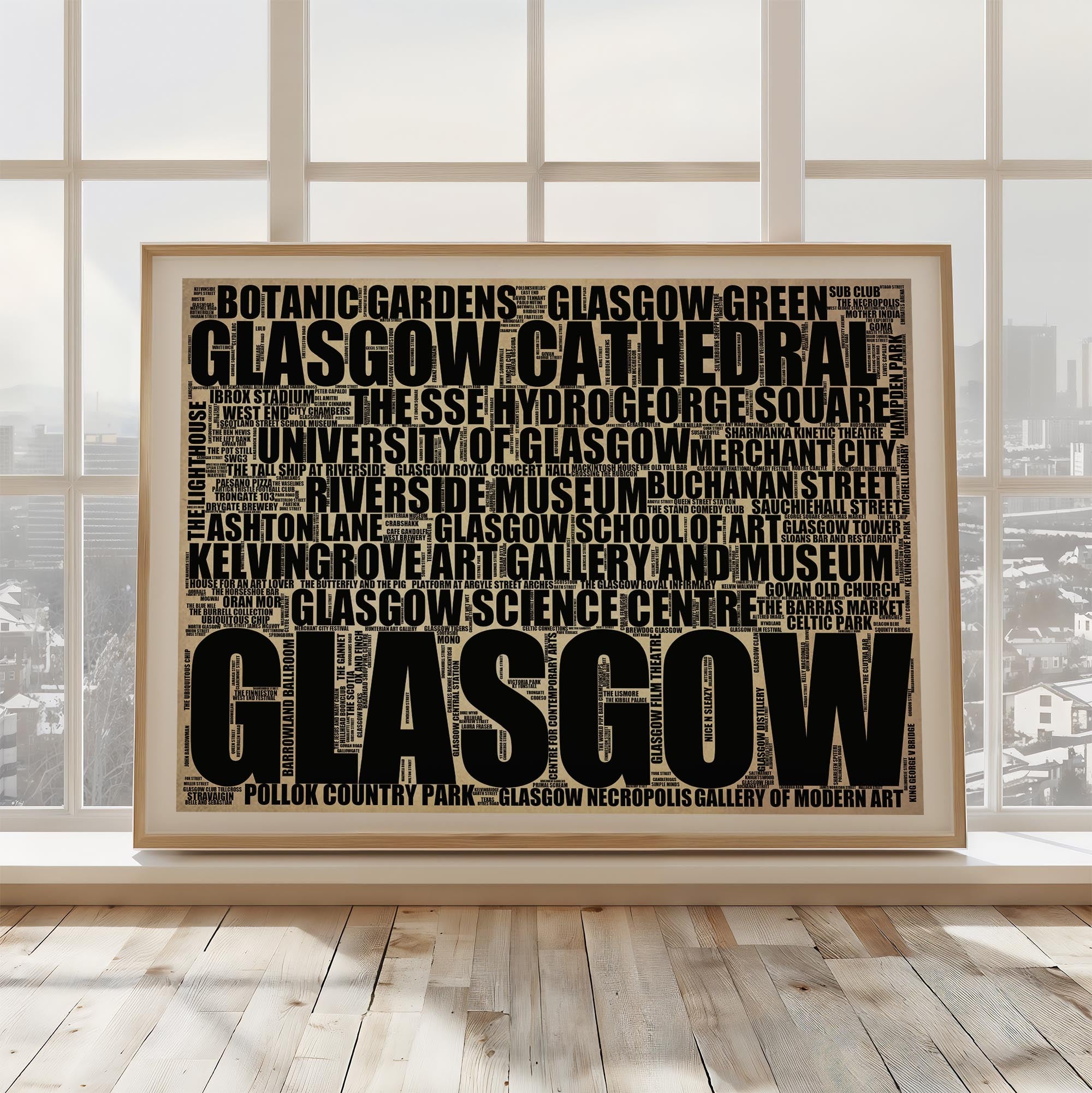 Glasgow - Premium Typographic Word Cloud Prints, Posters & Gifts