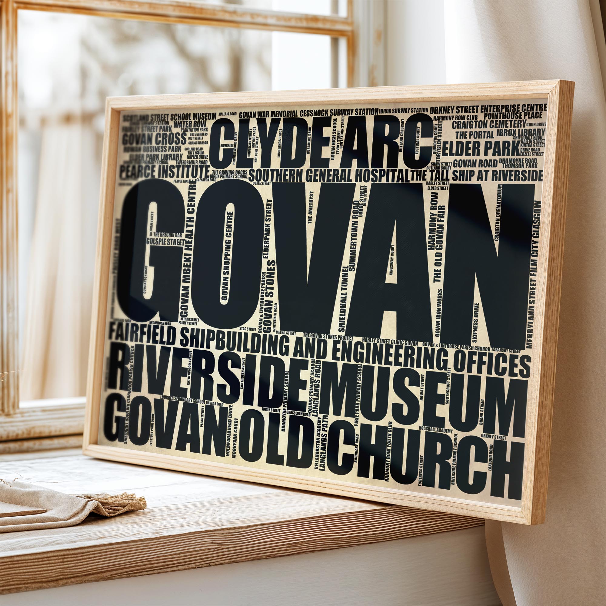 Govan - Premium Typographic Word Cloud Prints, Posters & Gifts