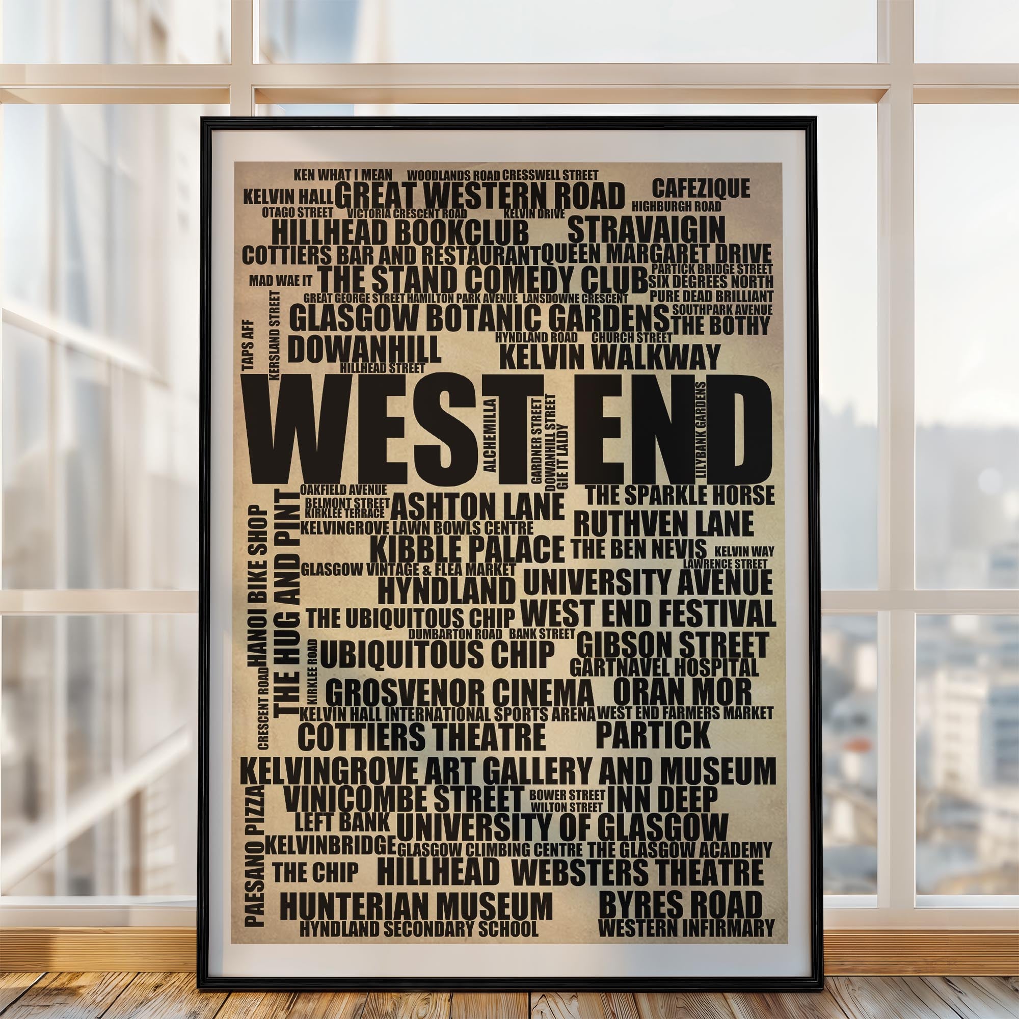 West End - Premium Typographic Word Cloud Prints, Posters & Gifts