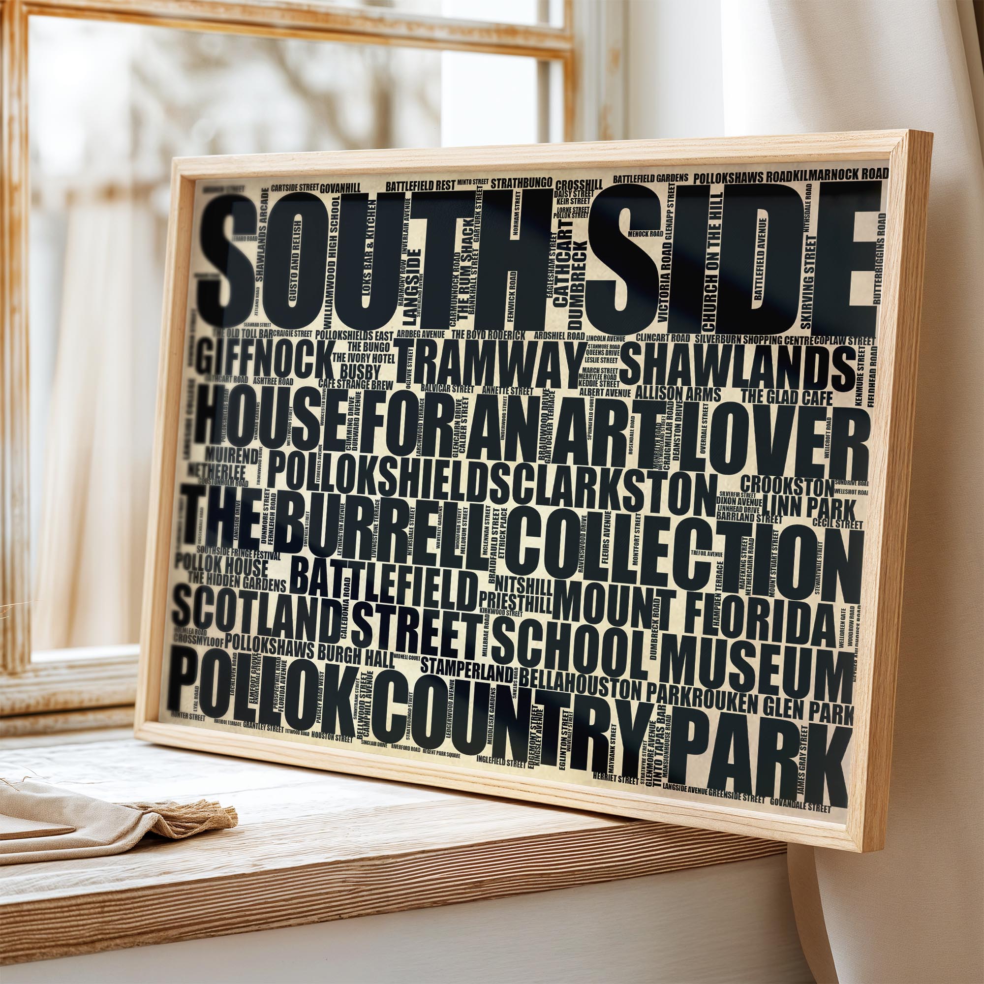 South Side - Premium Typographic Word Cloud Prints, Posters & Gifts