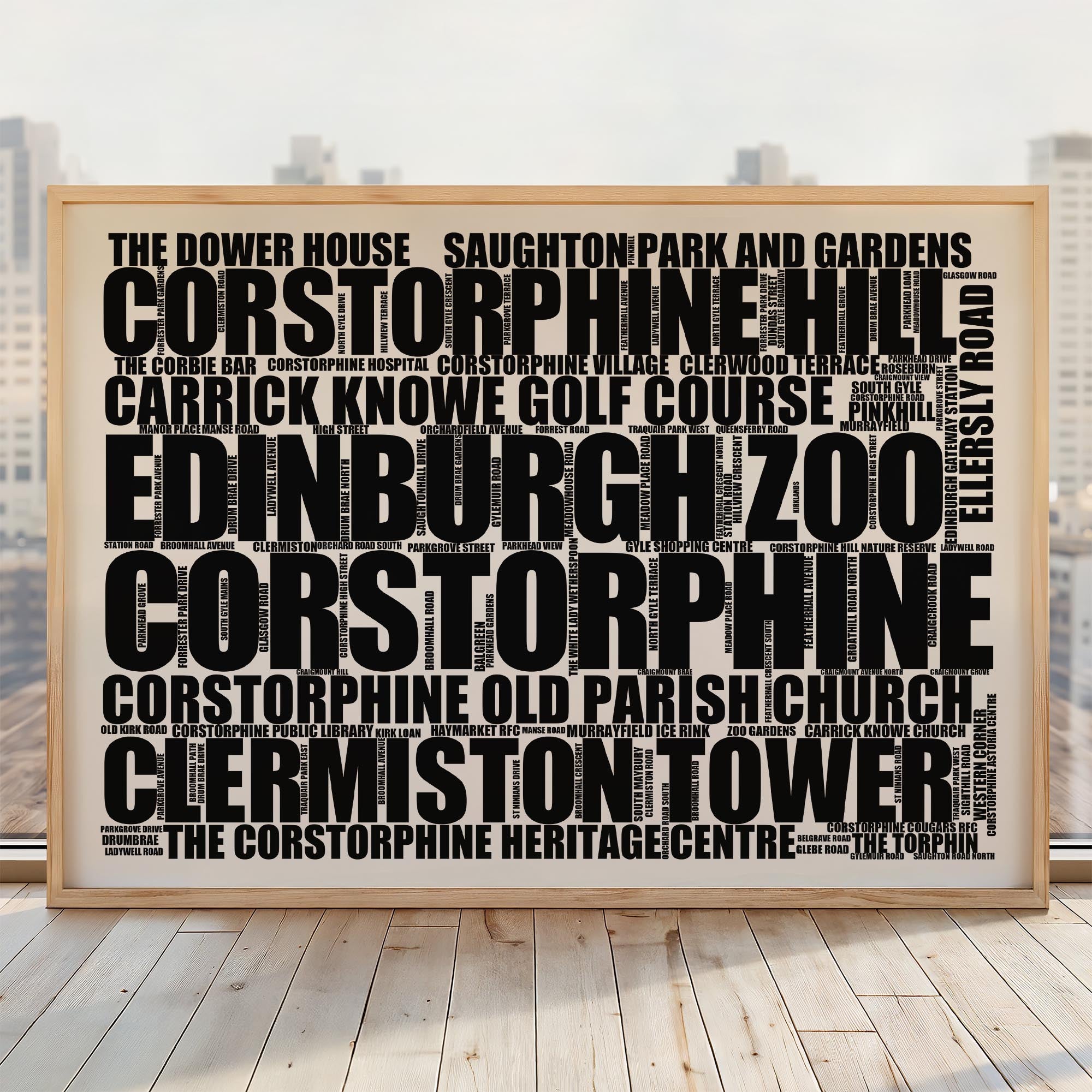 Corstorphine - Premium Typographic Word Cloud Prints, Posters & Gifts