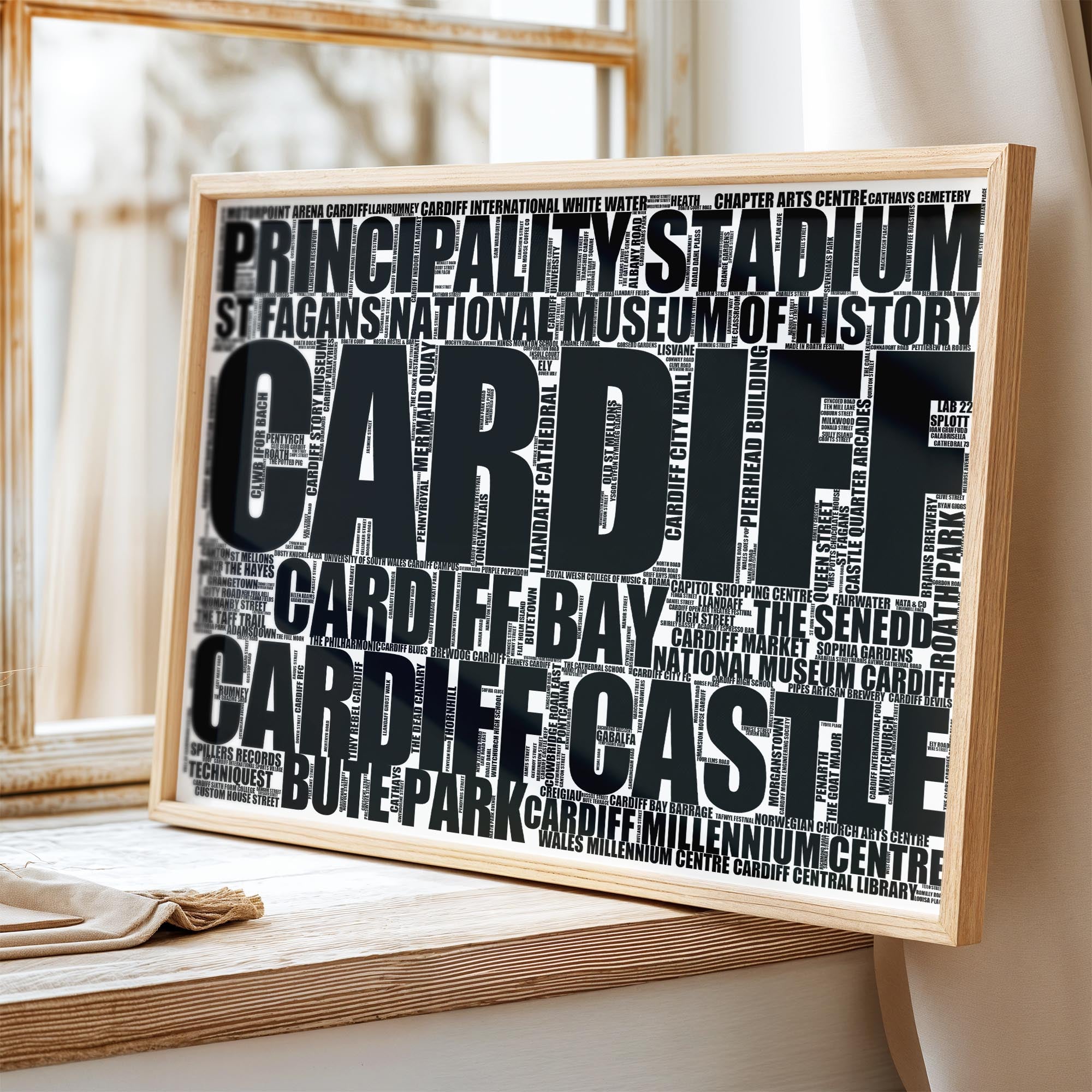 Cardiff - Premium Typographic Word Cloud Prints, Posters & Gifts