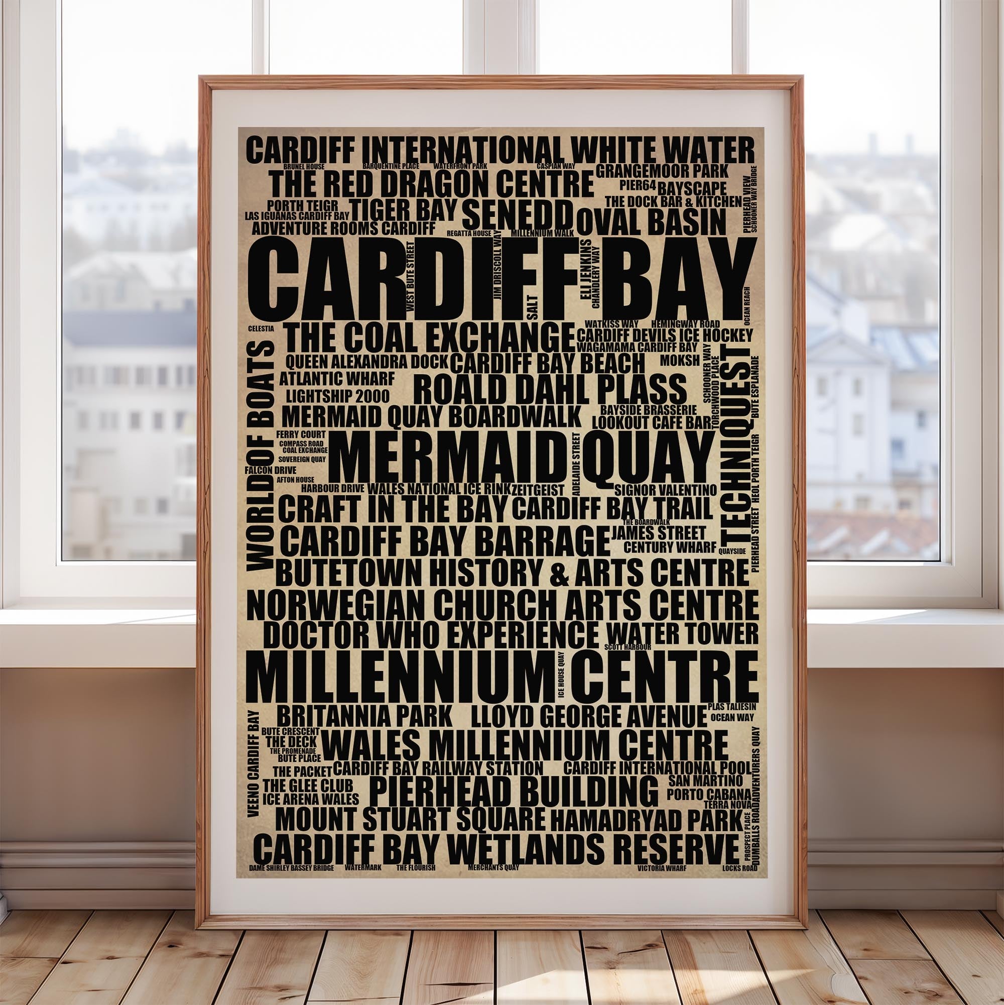 Cardiff Bay - Premium Typographic Word Cloud Prints, Posters & Gifts