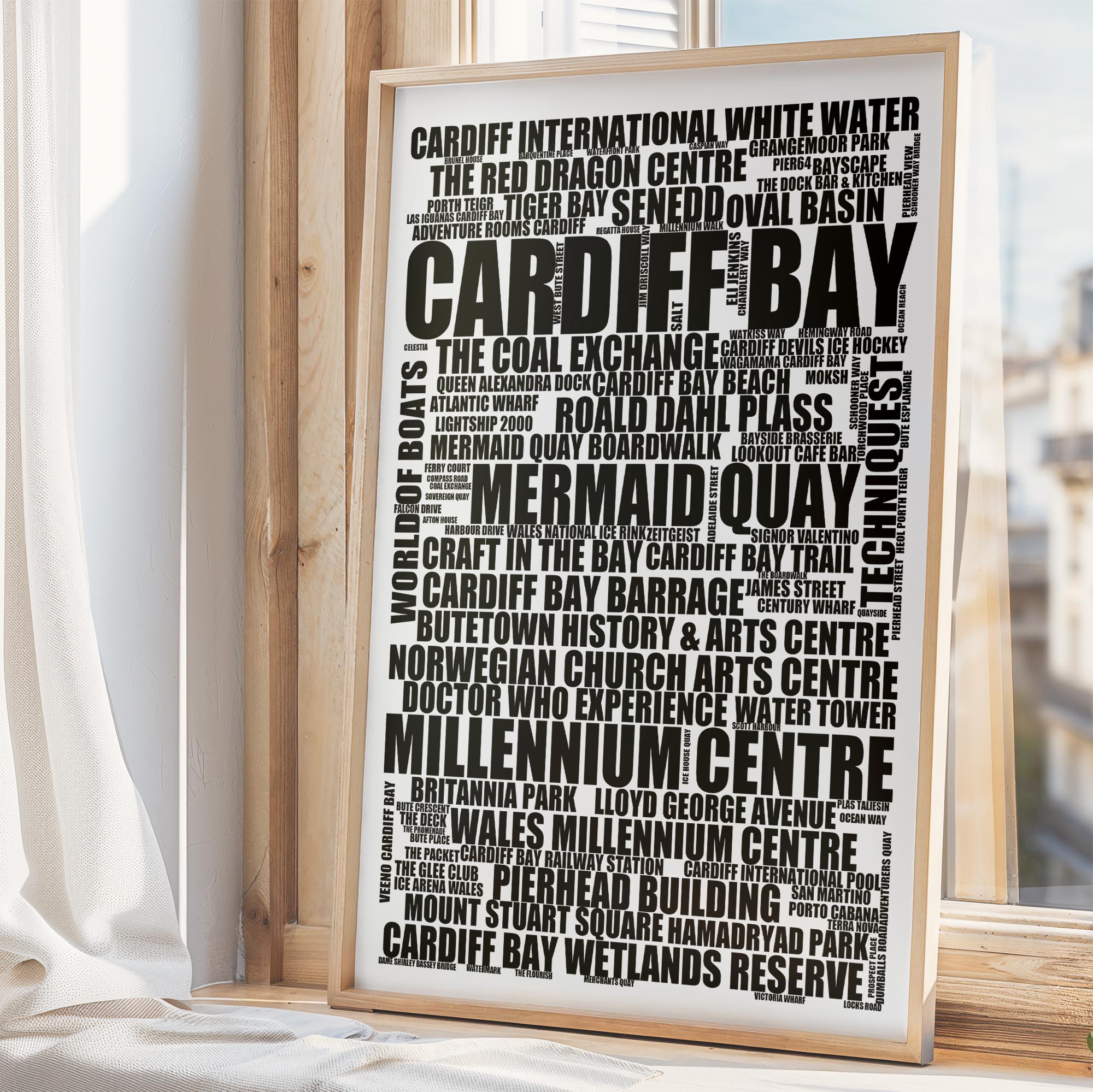 Cardiff Bay - Premium Typographic Word Cloud Prints, Posters & Gifts