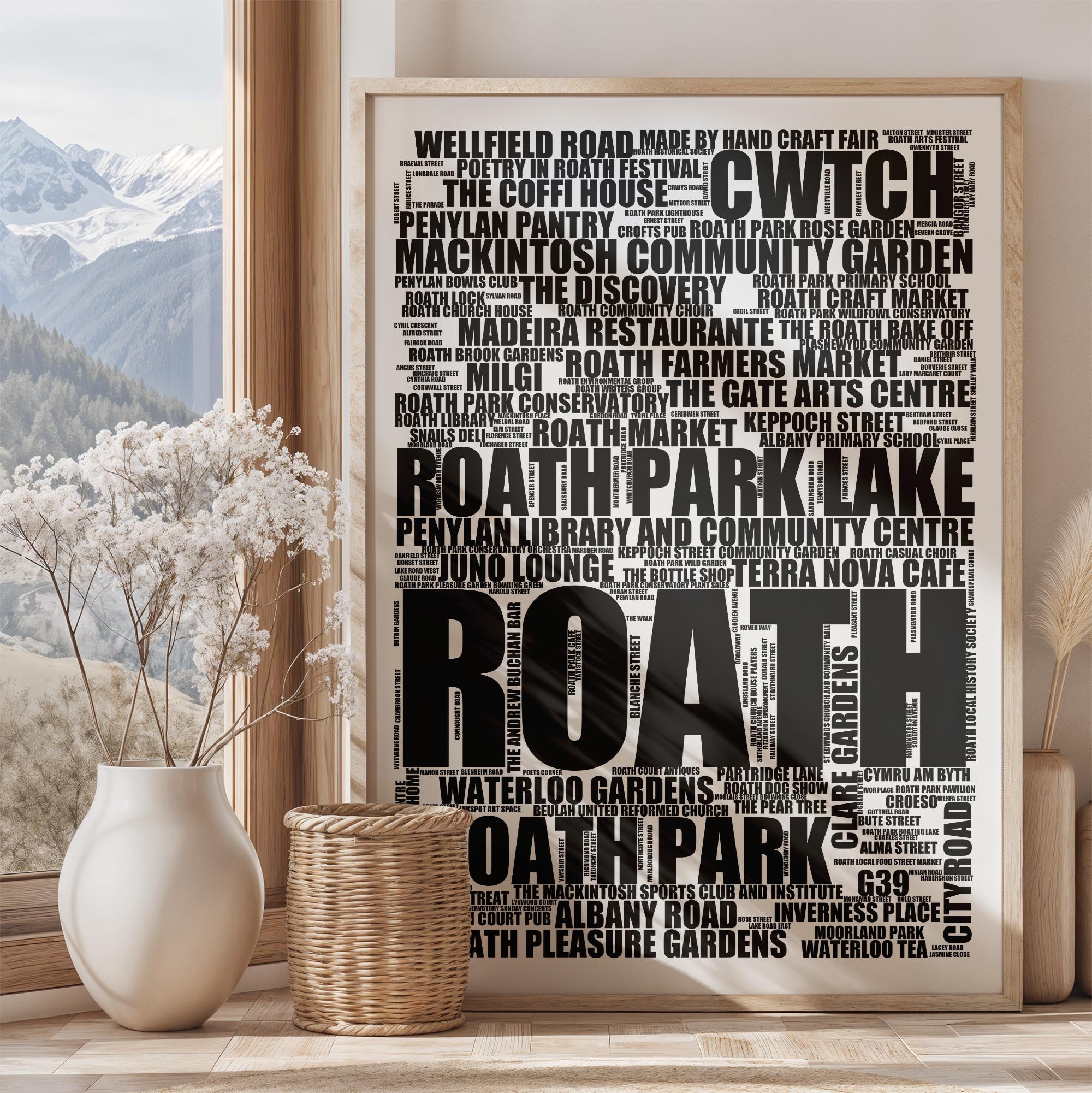 Roath - Premium Typographic Word Cloud Prints, Posters & Gifts