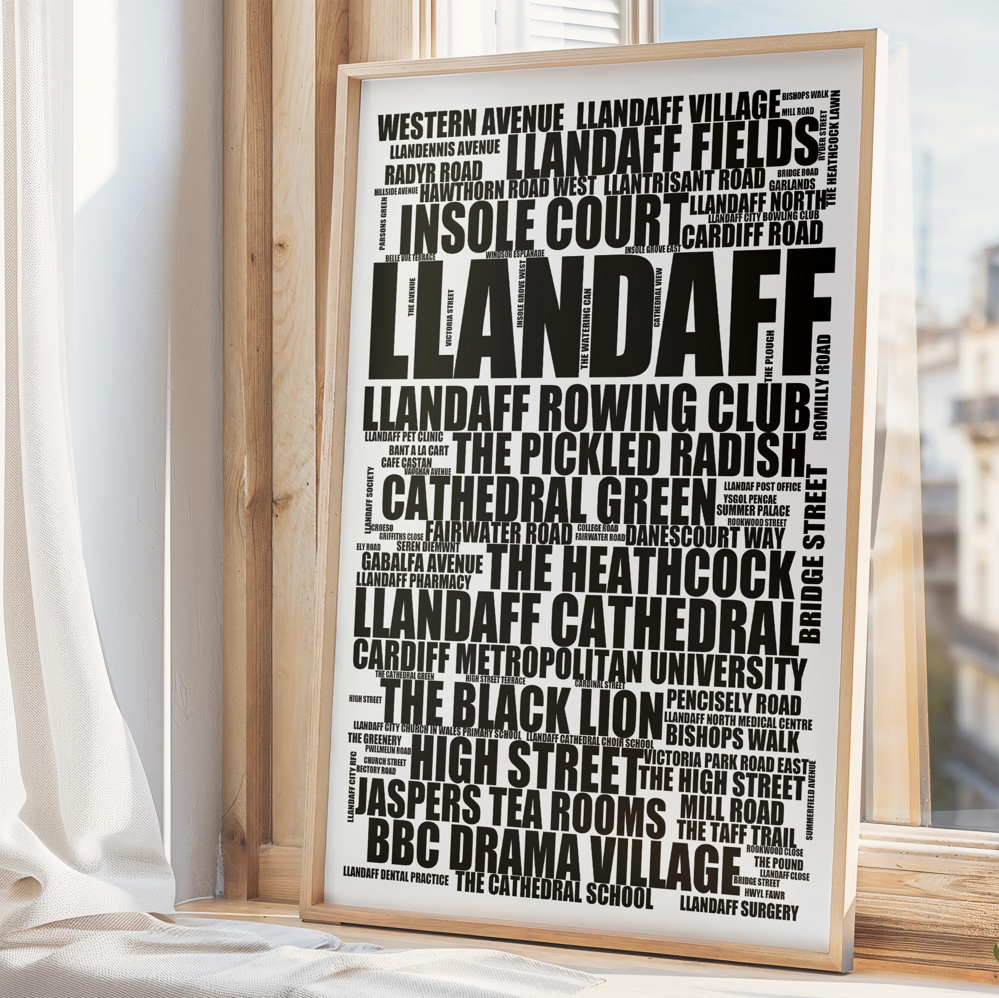 Llandaff - Premium Typographic Word Cloud Prints, Posters & Gifts