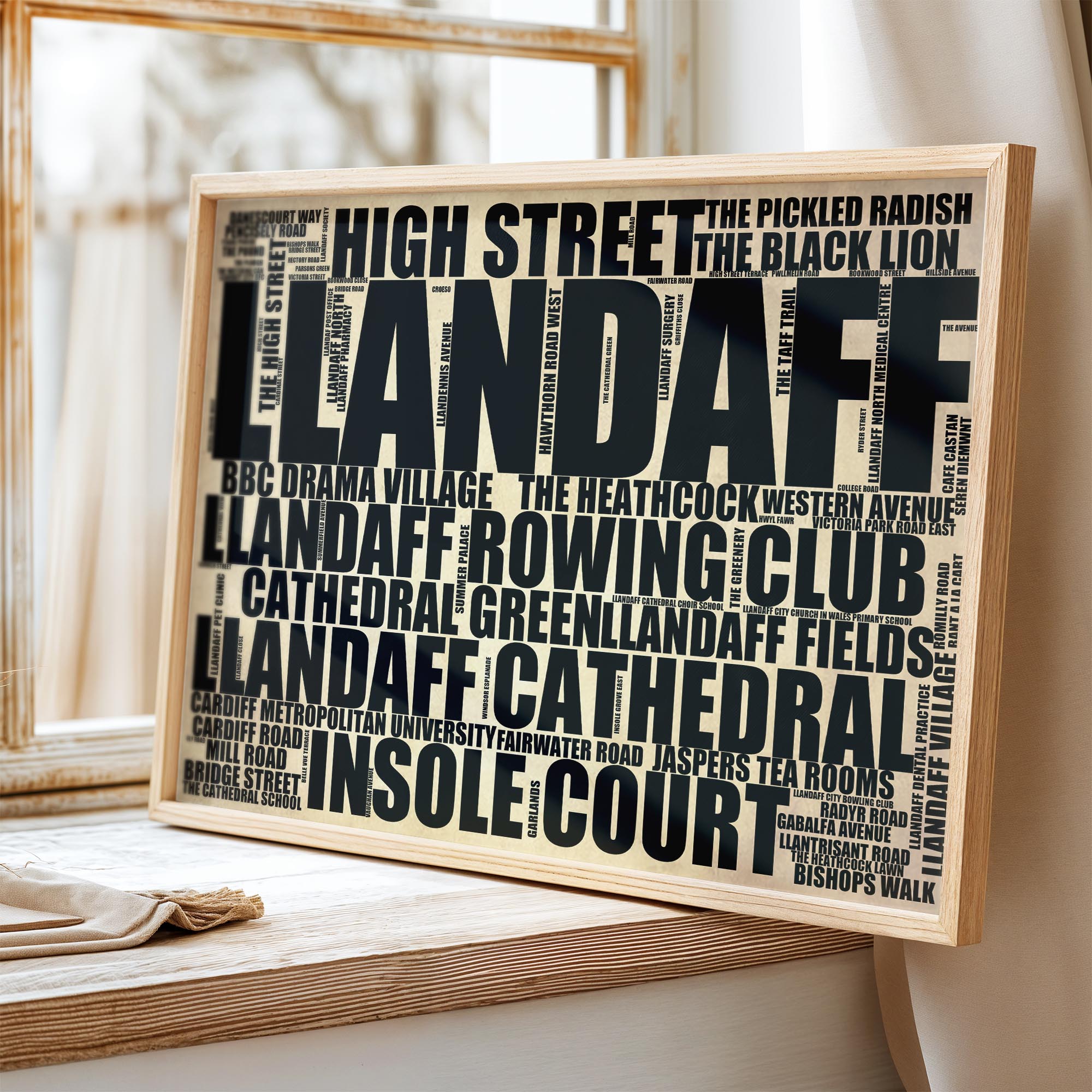 Llandaff - Premium Typographic Word Cloud Prints, Posters & Gifts