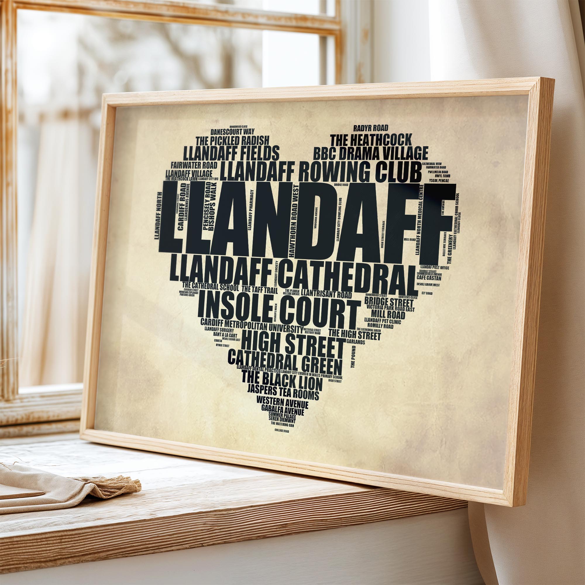 Llandaff - Premium Typographic Word Cloud Prints, Posters & Gifts