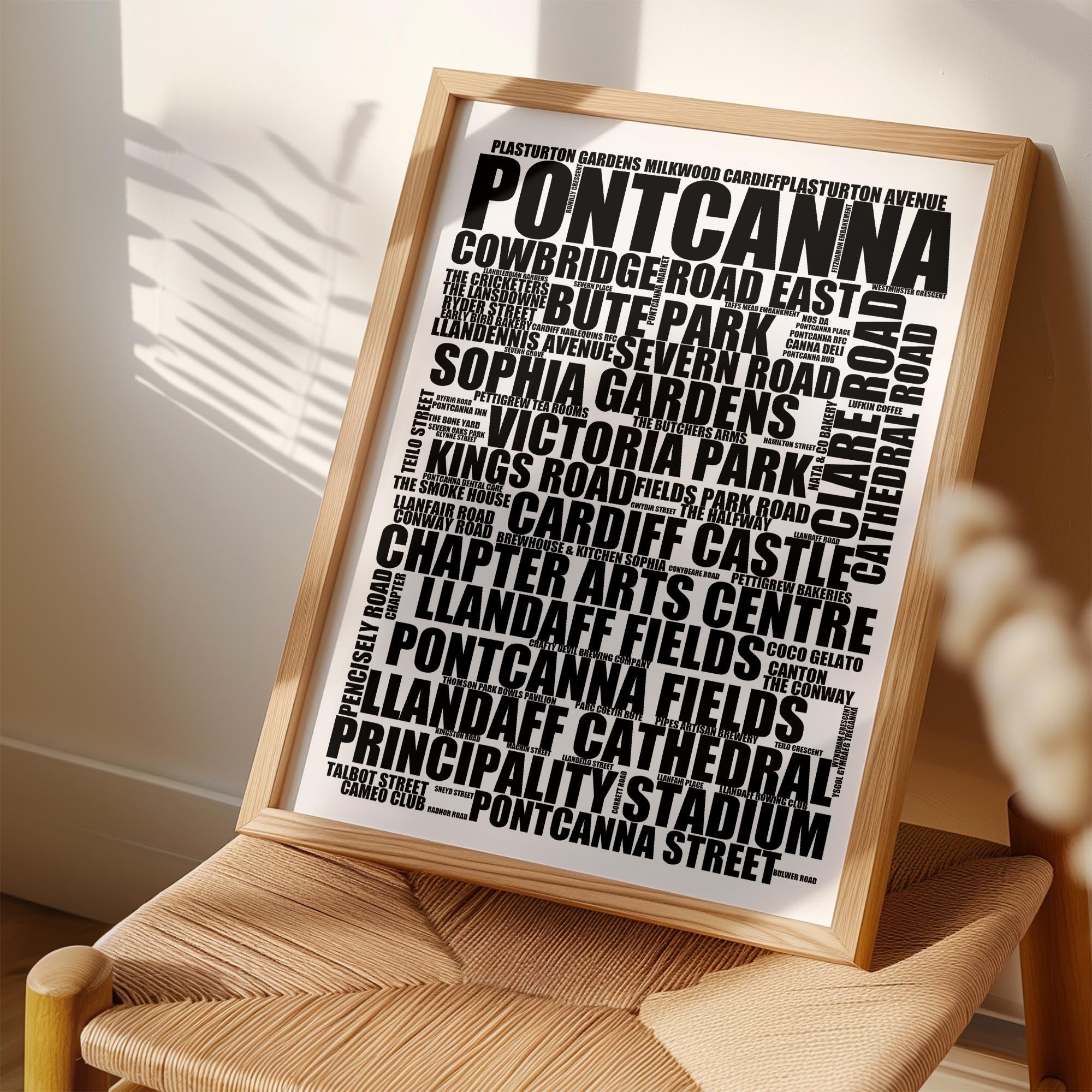 Pontcanna - Premium Typographic Word Cloud Prints, Posters & Gifts