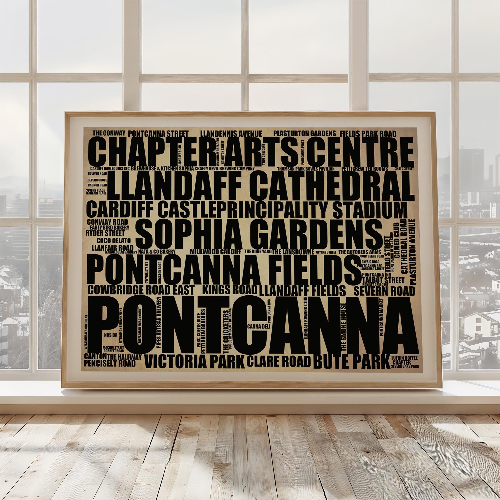 Pontcanna - Premium Typographic Word Cloud Prints, Posters & Gifts