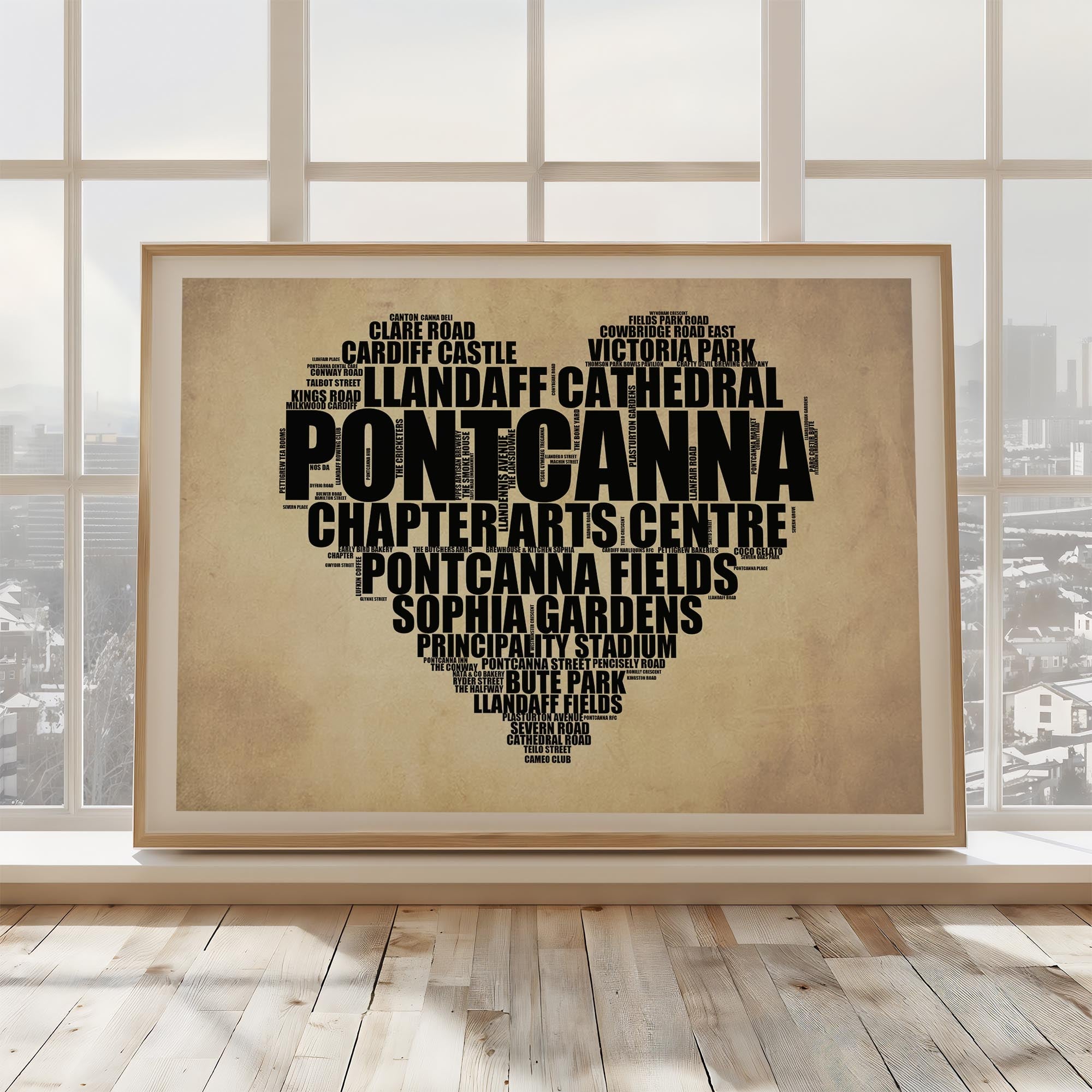 Pontcanna - Premium Typographic Word Cloud Prints, Posters & Gifts