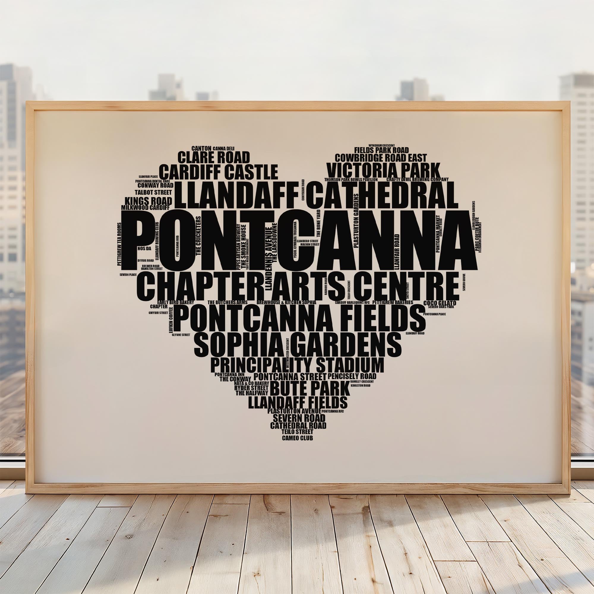 Pontcanna - Premium Typographic Word Cloud Prints, Posters & Gifts