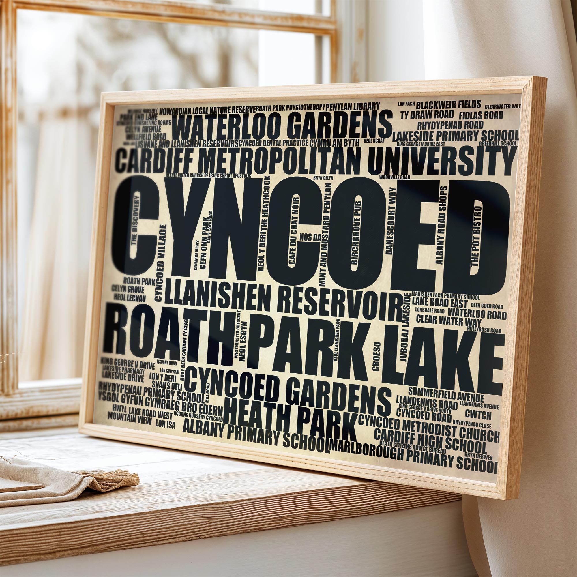 Cyncoed - Premium Typographic Word Cloud Prints, Posters & Gifts