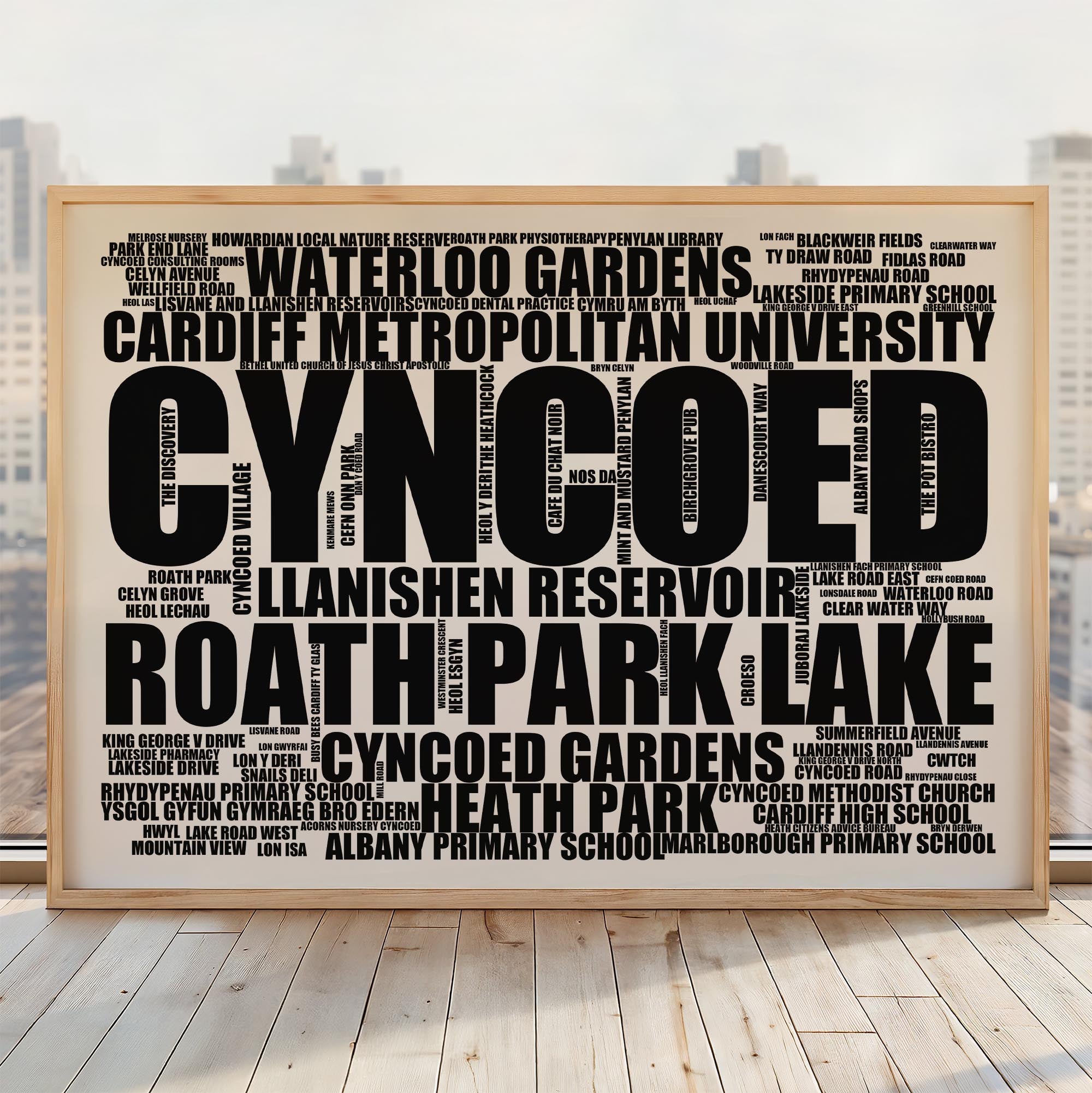 Cyncoed - Premium Typographic Word Cloud Prints, Posters & Gifts