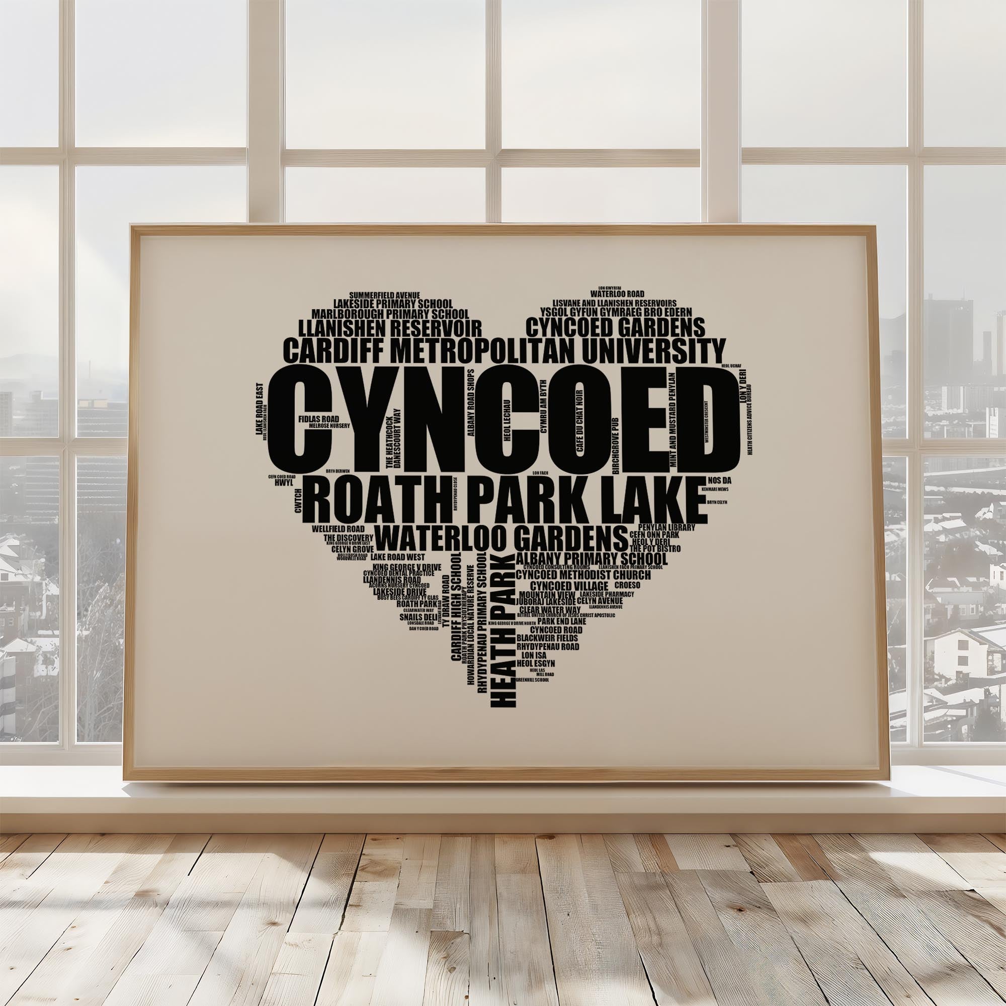 Cyncoed - Premium Typographic Word Cloud Prints, Posters & Gifts