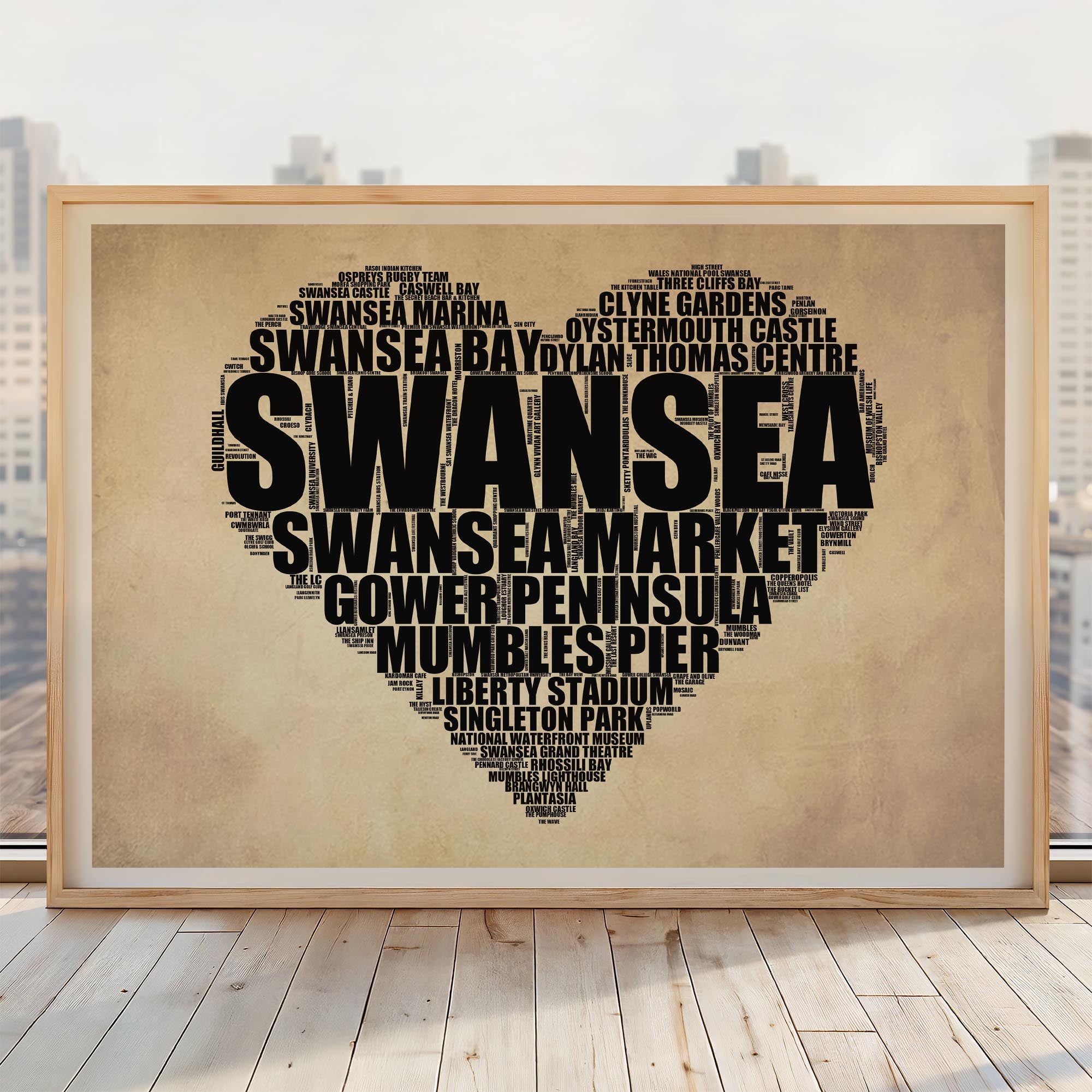 Swansea - Premium Typographic Word Cloud Prints, Posters & Gifts