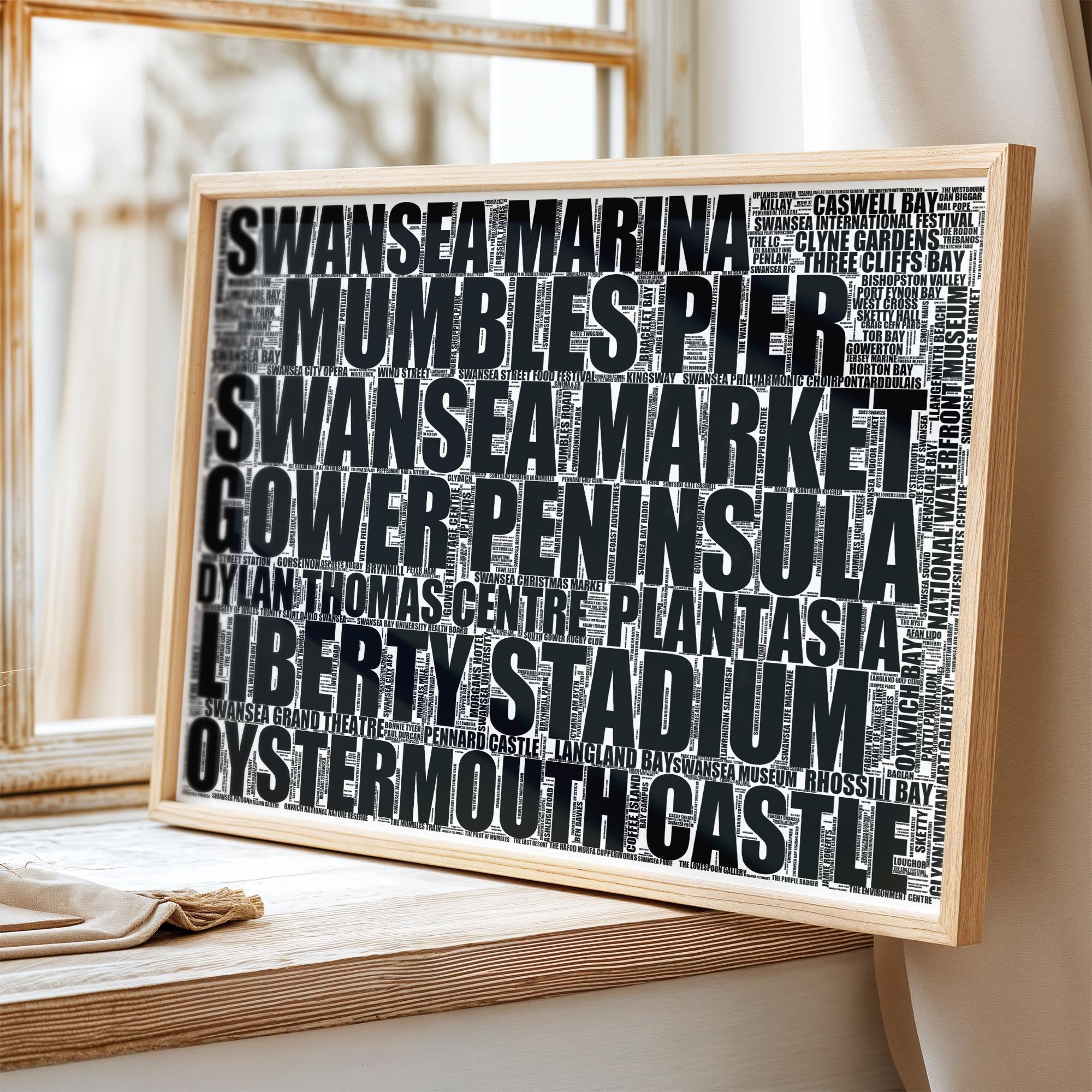 Swansea Bay - Premium Typographic Word Cloud Prints, Posters & Gifts