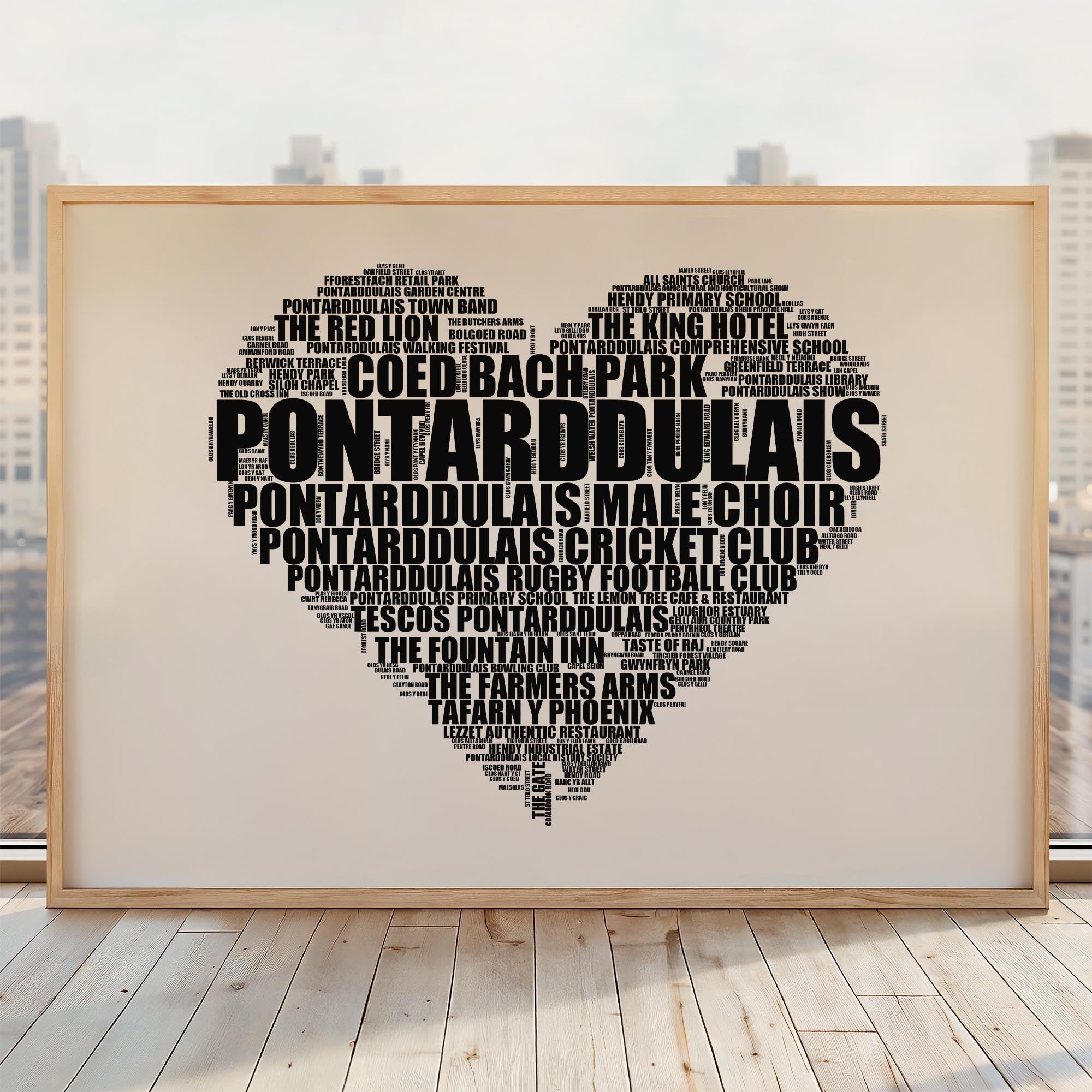 Pontarddulais - Premium Typographic Word Cloud Prints, Posters & Gifts