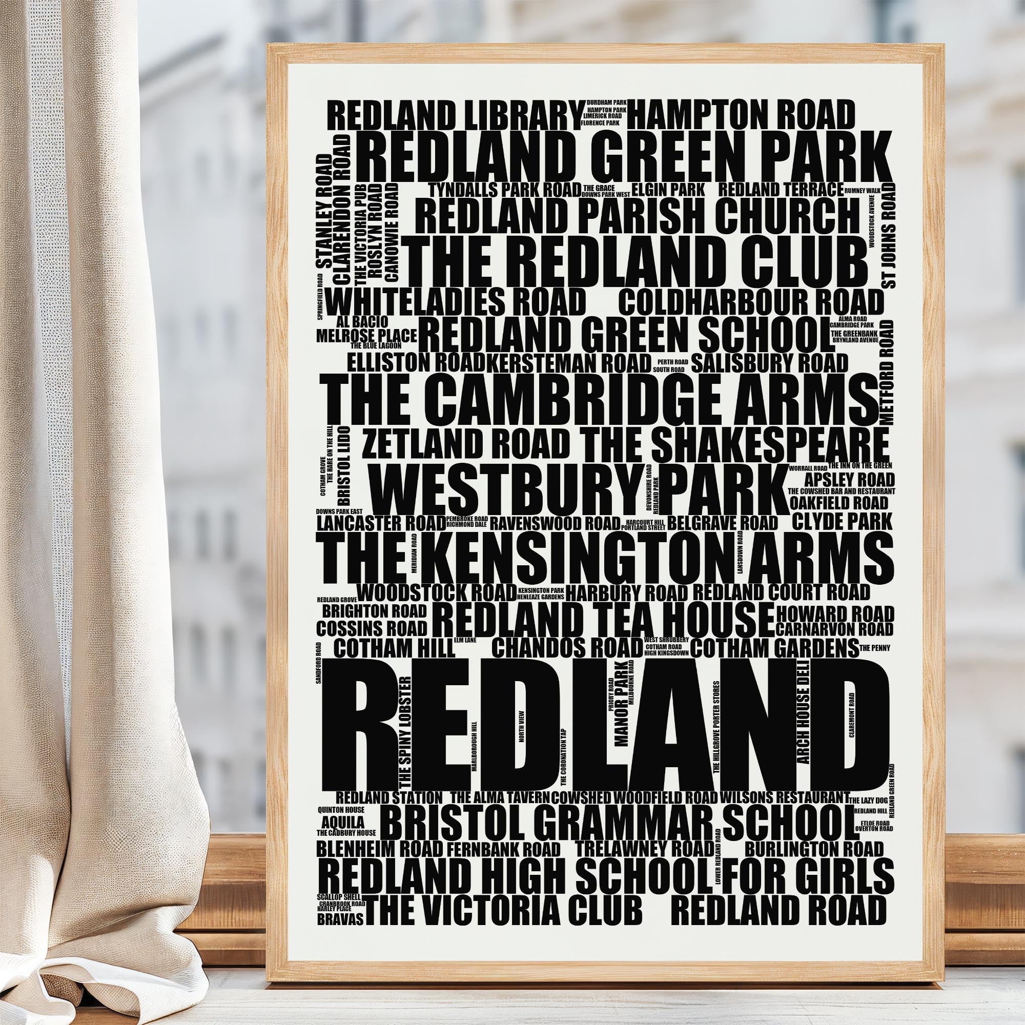 Redland - Premium Typographic Word Cloud Prints, Posters & Gifts