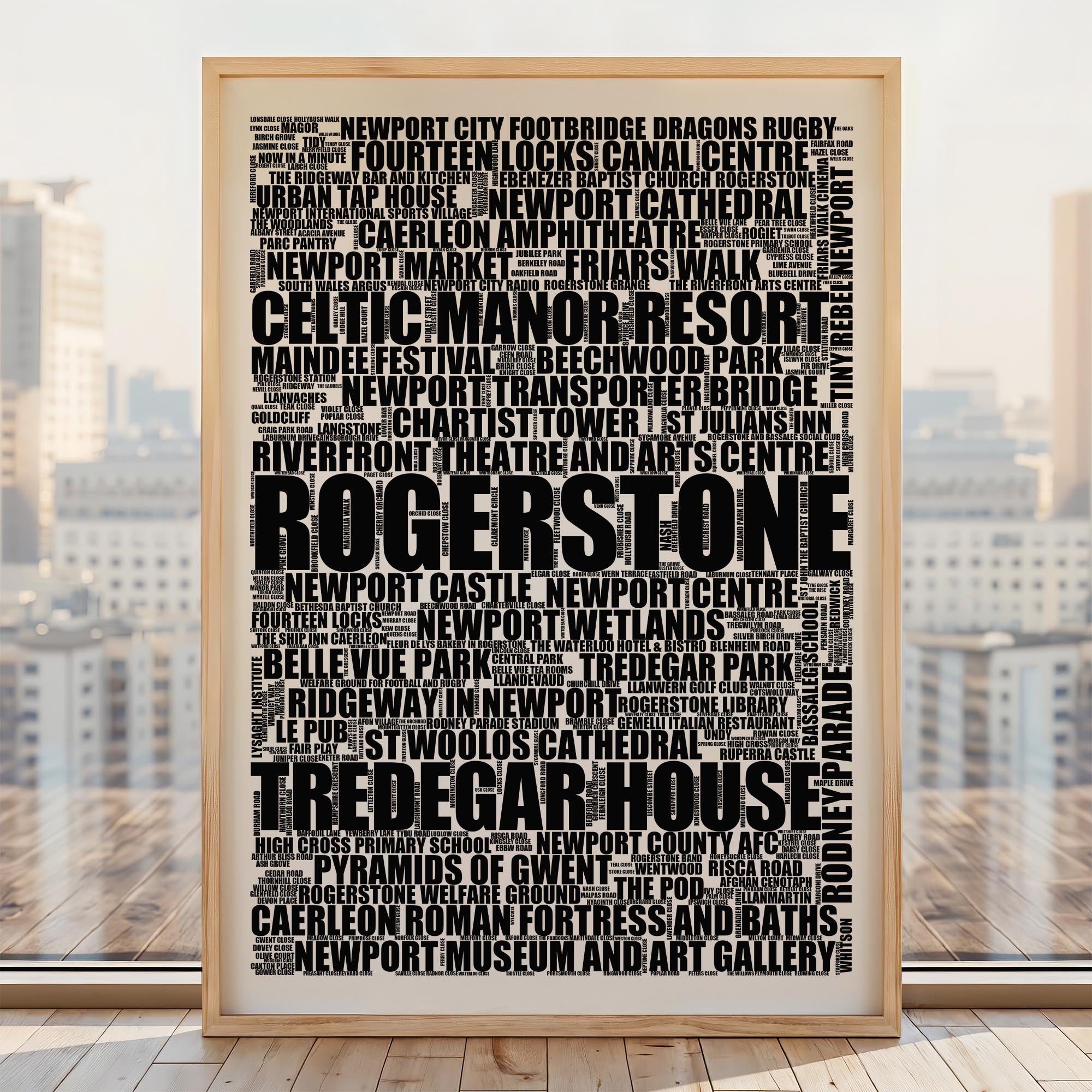 Rogerstone - Premium Typographic Word Cloud Prints, Posters & Gifts