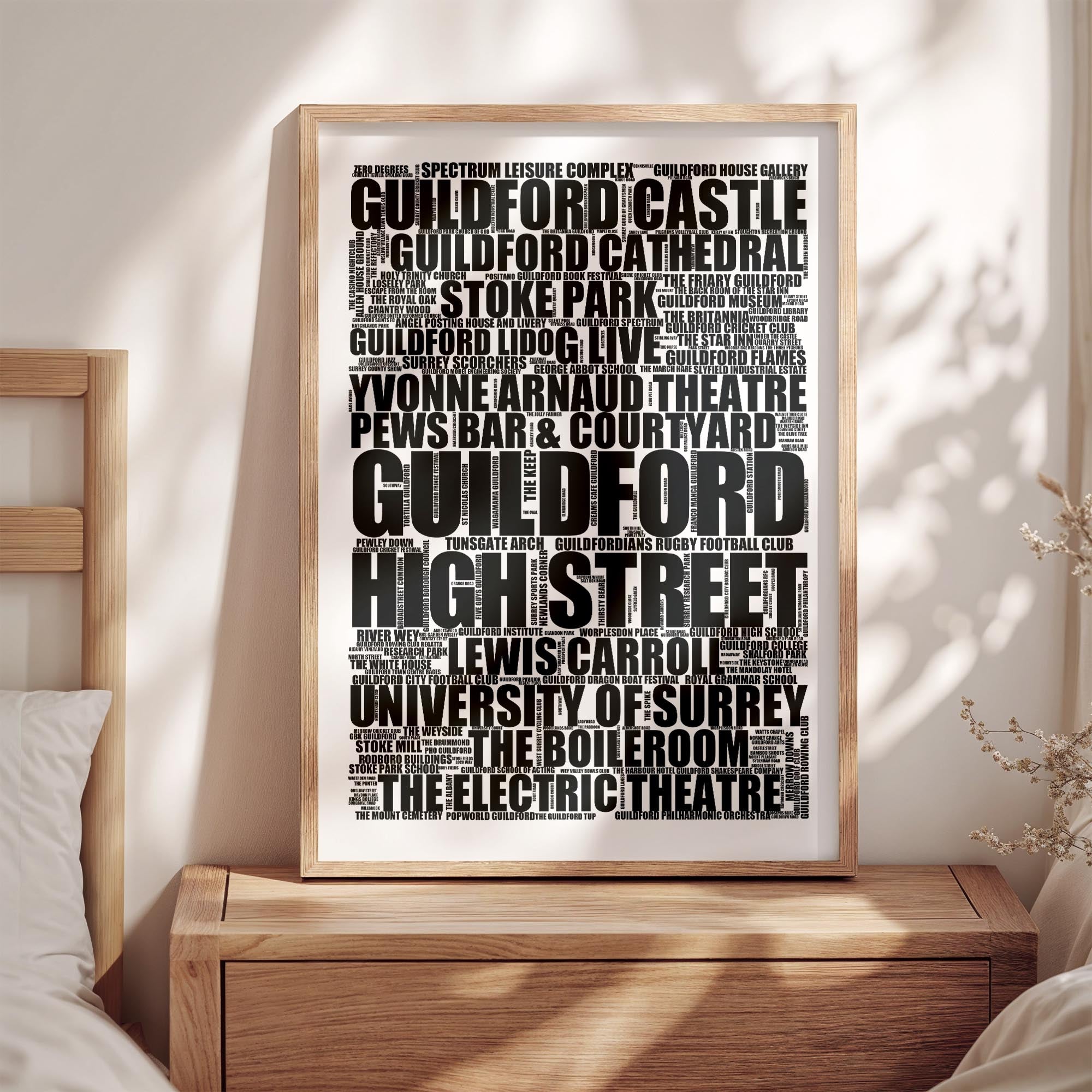 Guildford - Premium Typographic Word Cloud Prints, Posters & Gifts