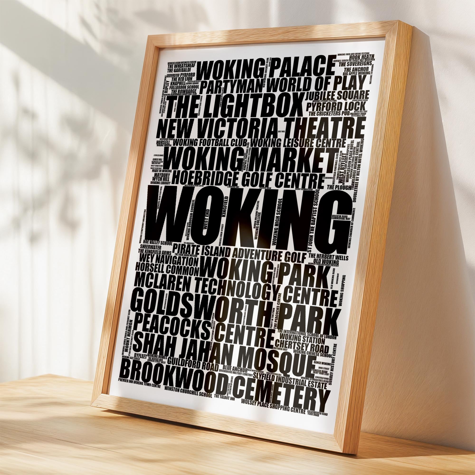 Woking - Premium Typographic Word Cloud Prints, Posters & Gifts