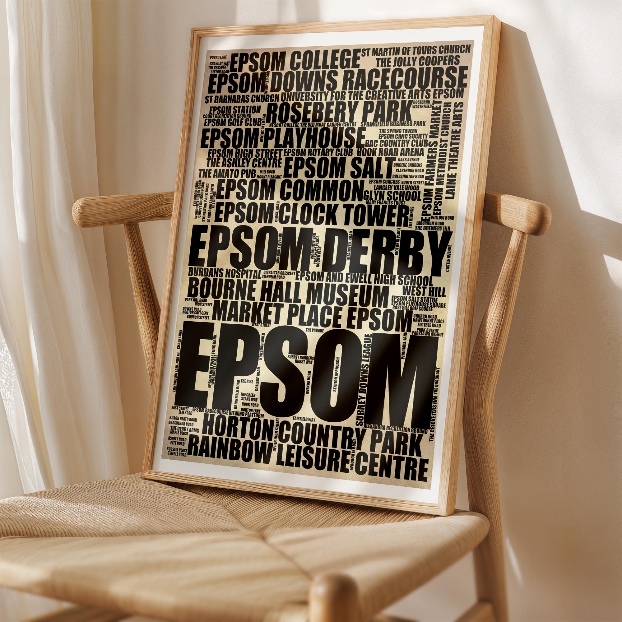 Epsom - Premium Typographic Word Cloud Prints, Posters & Gifts