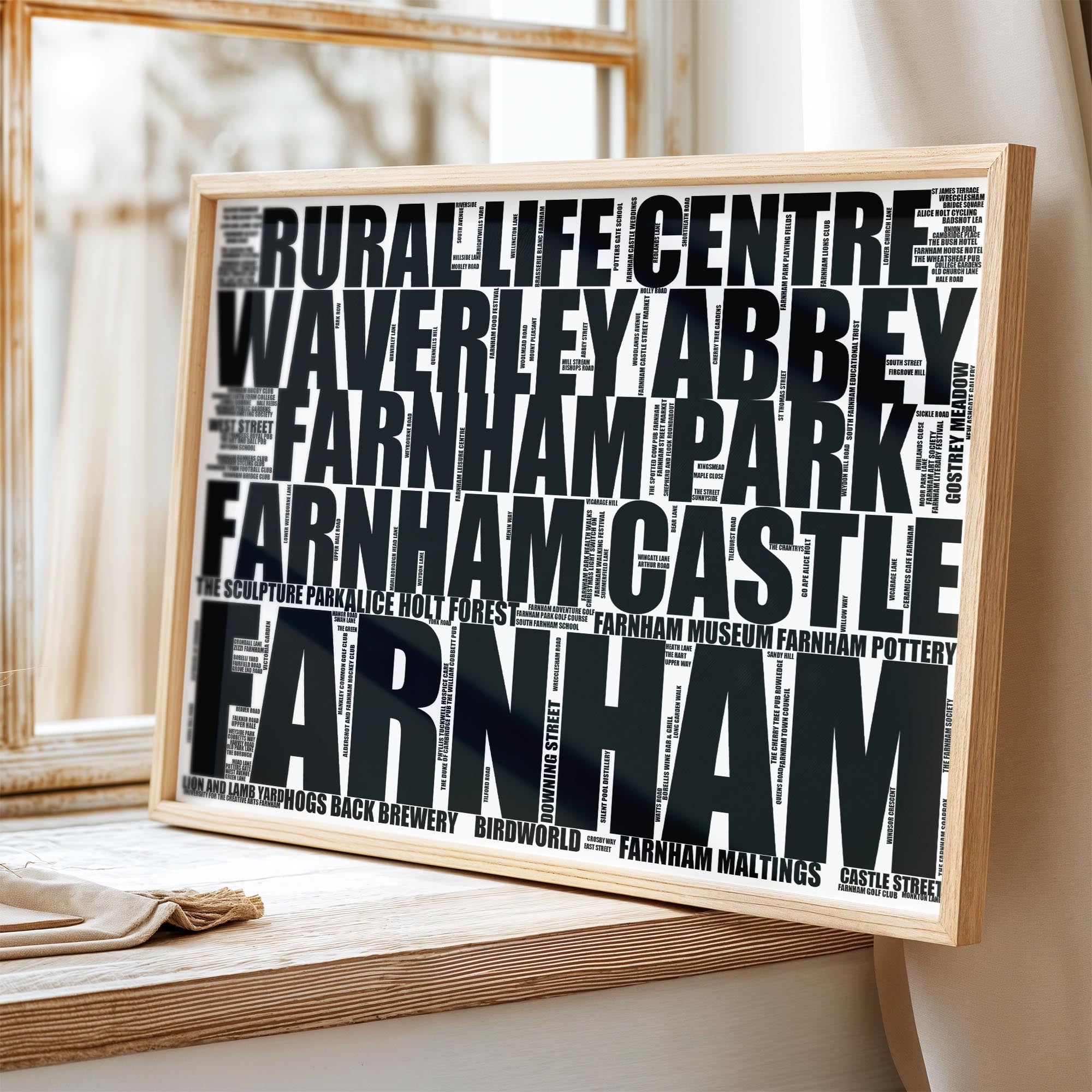 Farnham - Premium Typographic Word Cloud Prints, Posters & Gifts