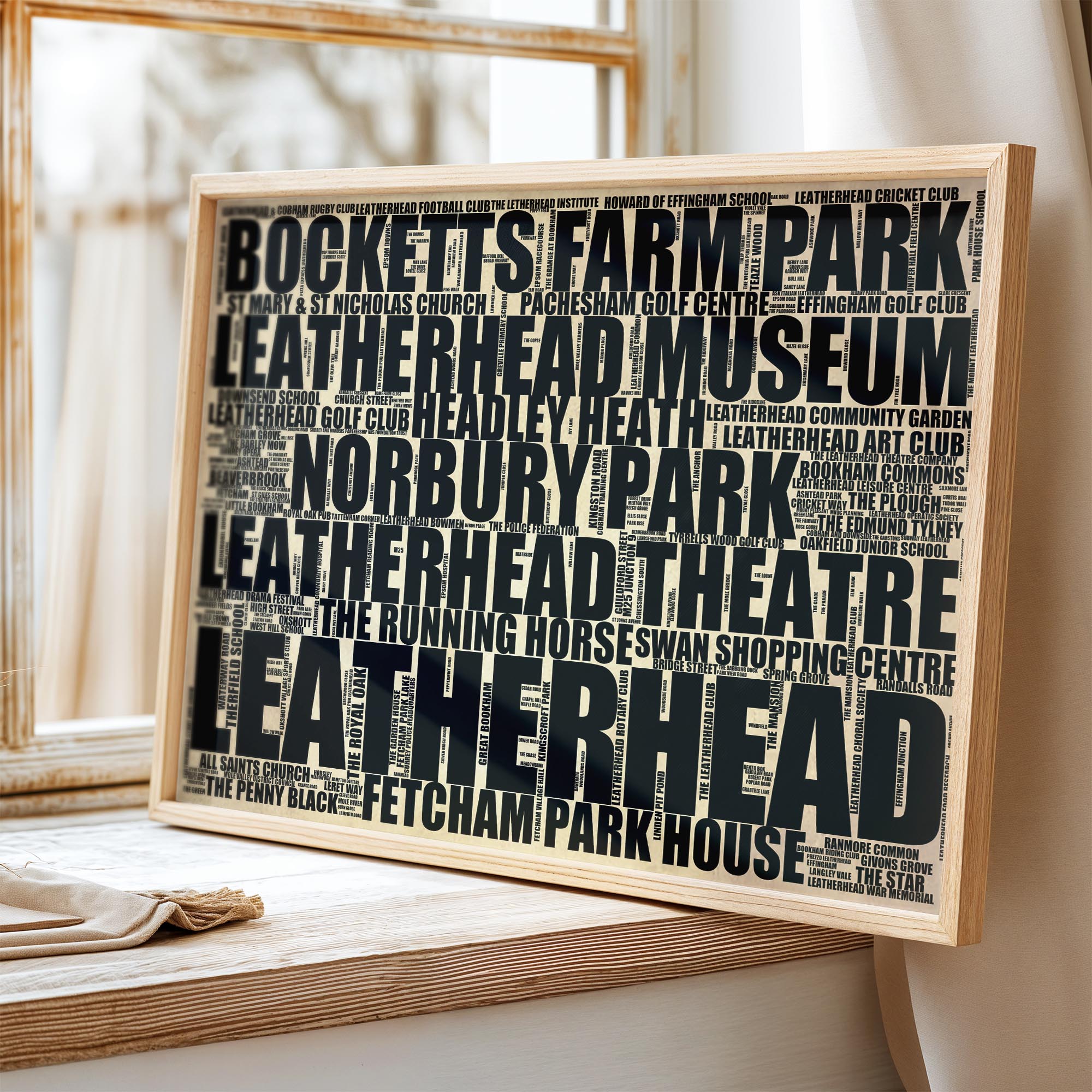 Leatherhead - Premium Typographic Word Cloud Prints, Posters & Gifts