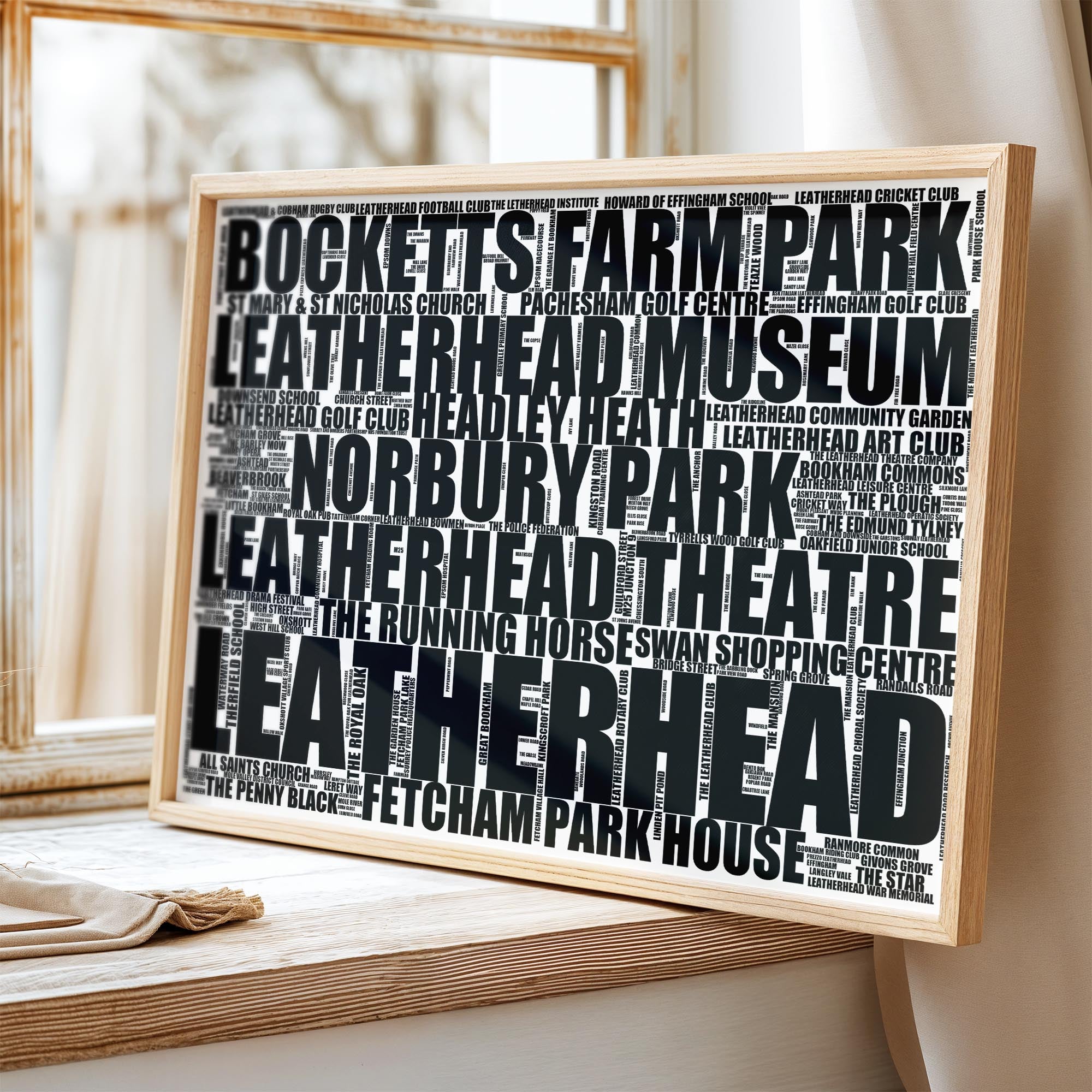 Leatherhead - Premium Typographic Word Cloud Prints, Posters & Gifts