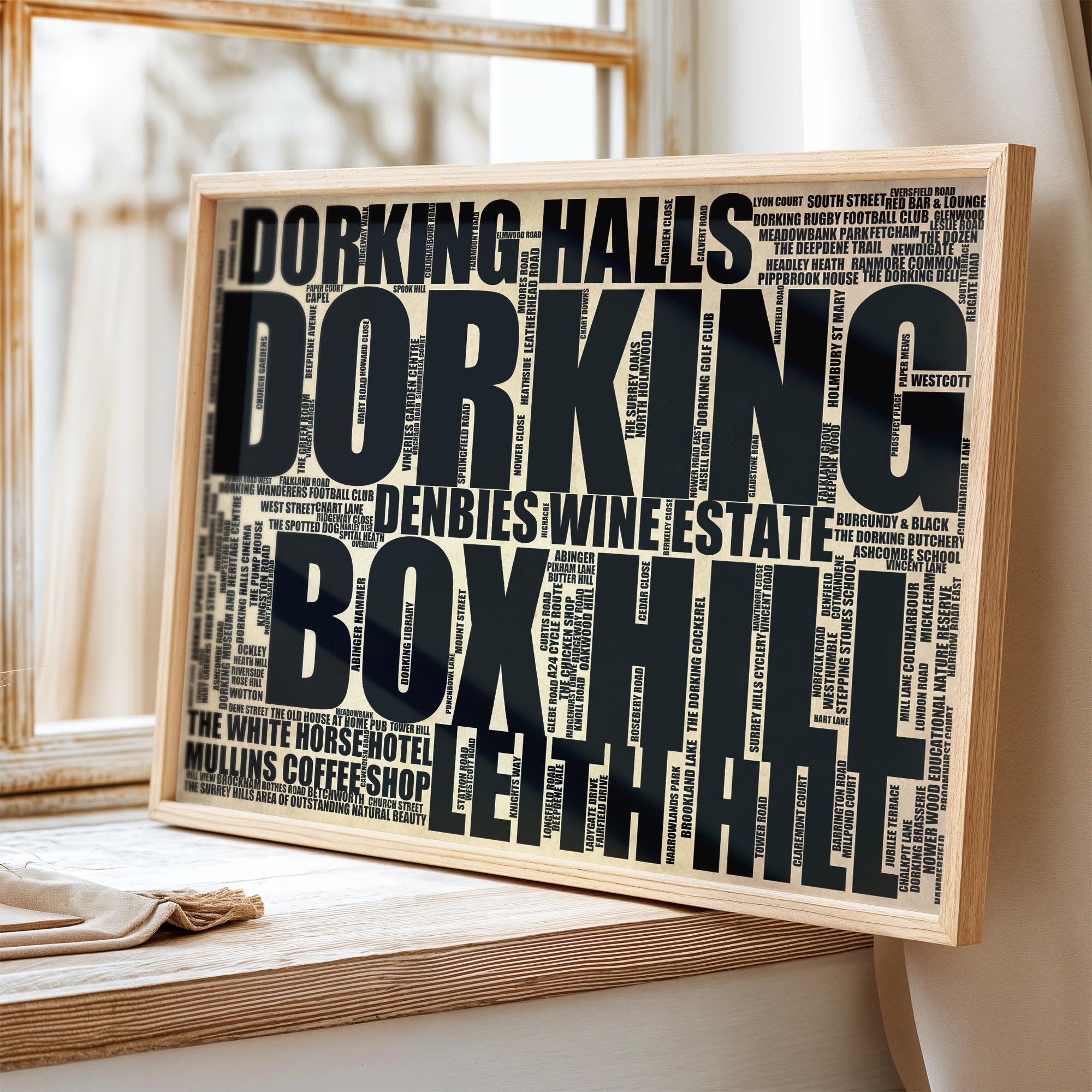 Dorking - Premium Typographic Word Cloud Prints, Posters & Gifts