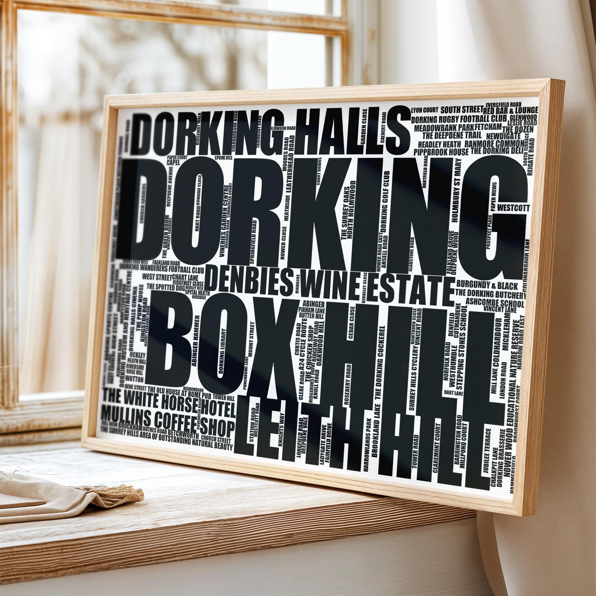 Dorking - Premium Typographic Word Cloud Prints, Posters & Gifts