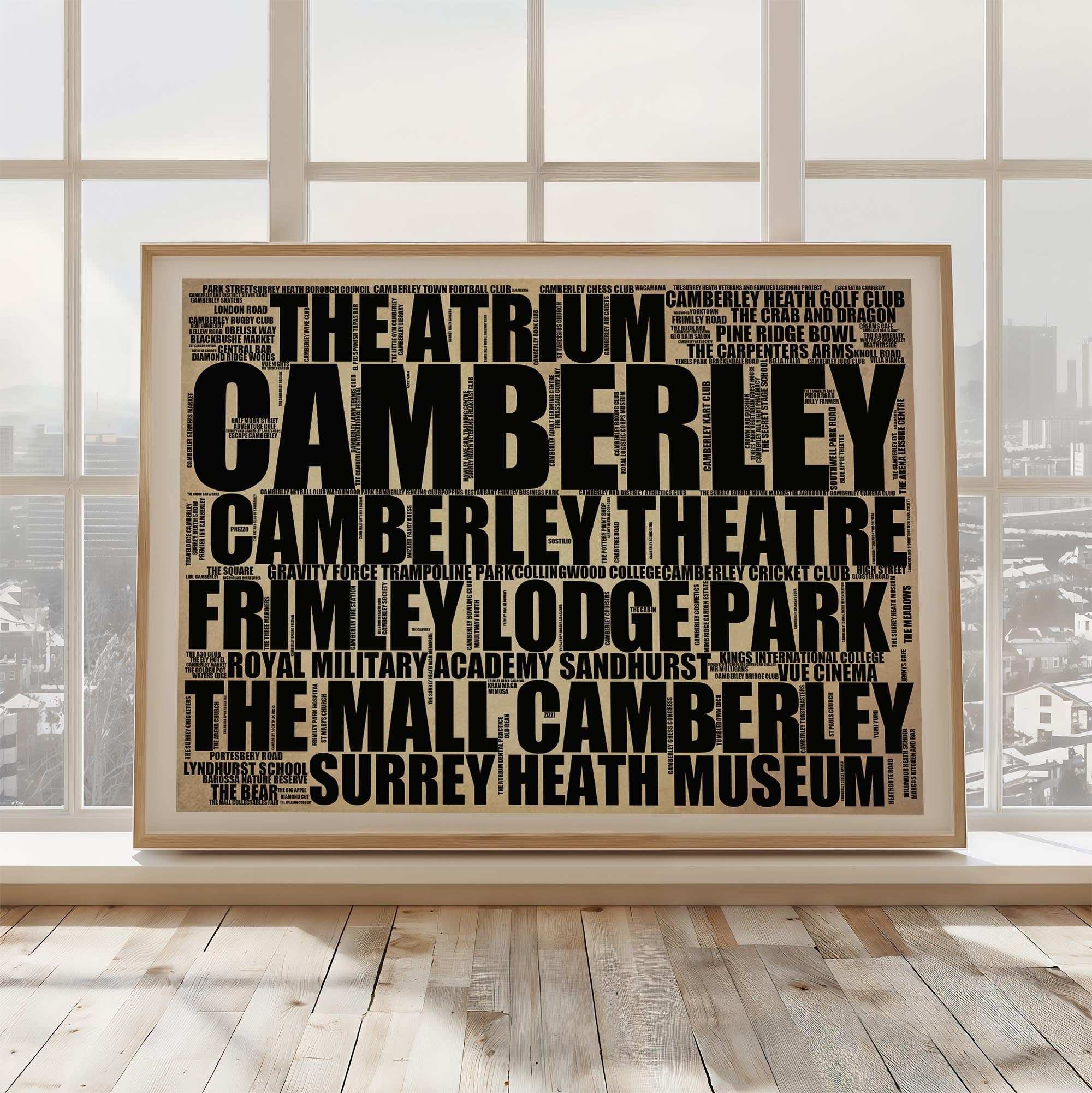 Camberley - Premium Typographic Word Cloud Prints, Posters & Gifts