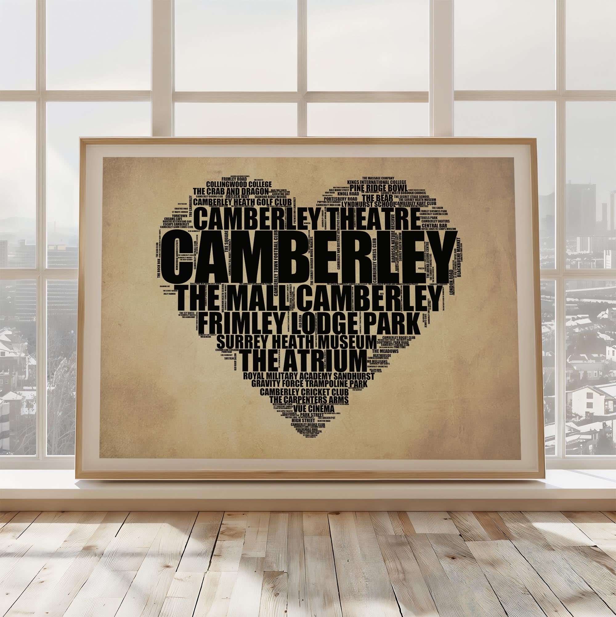Camberley - Premium Typographic Word Cloud Prints, Posters & Gifts