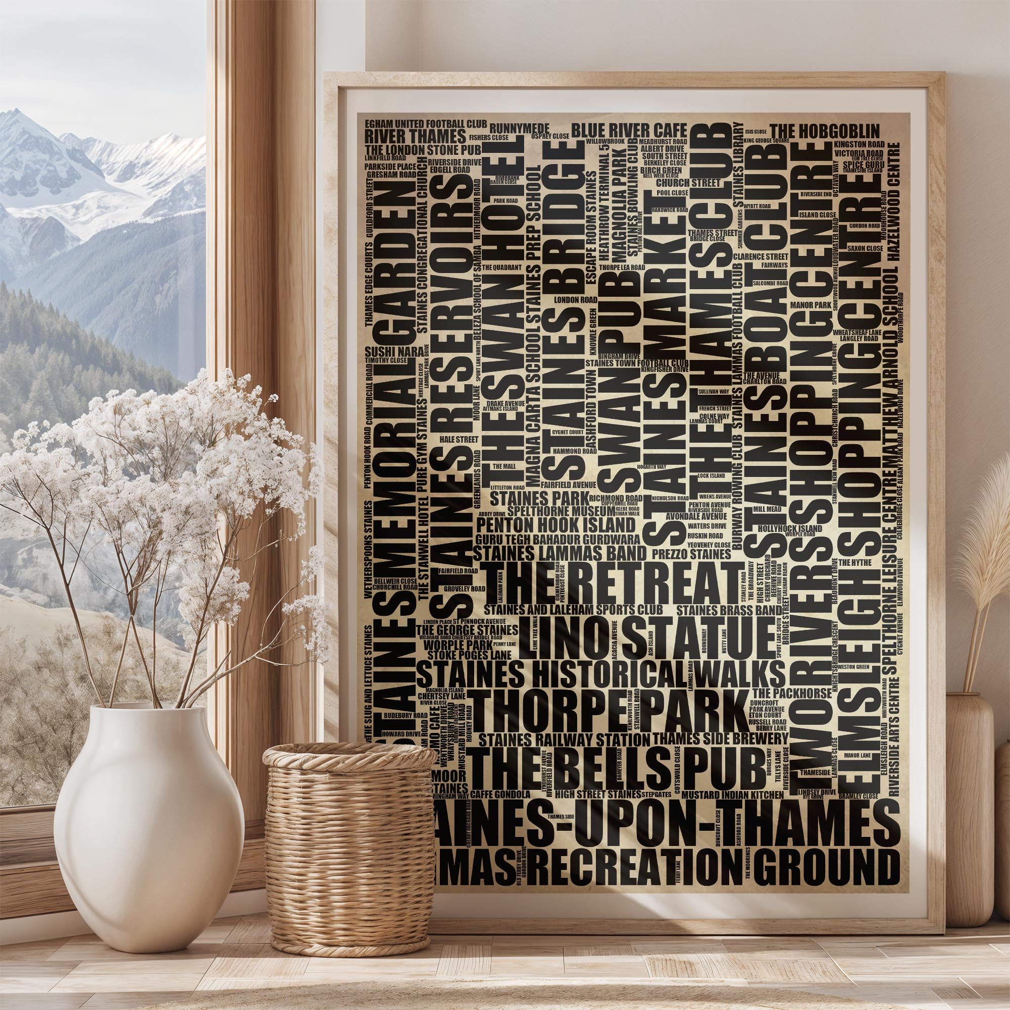 Staines-upon-Thames - Premium Typographic Word Cloud Prints, Posters & Gifts