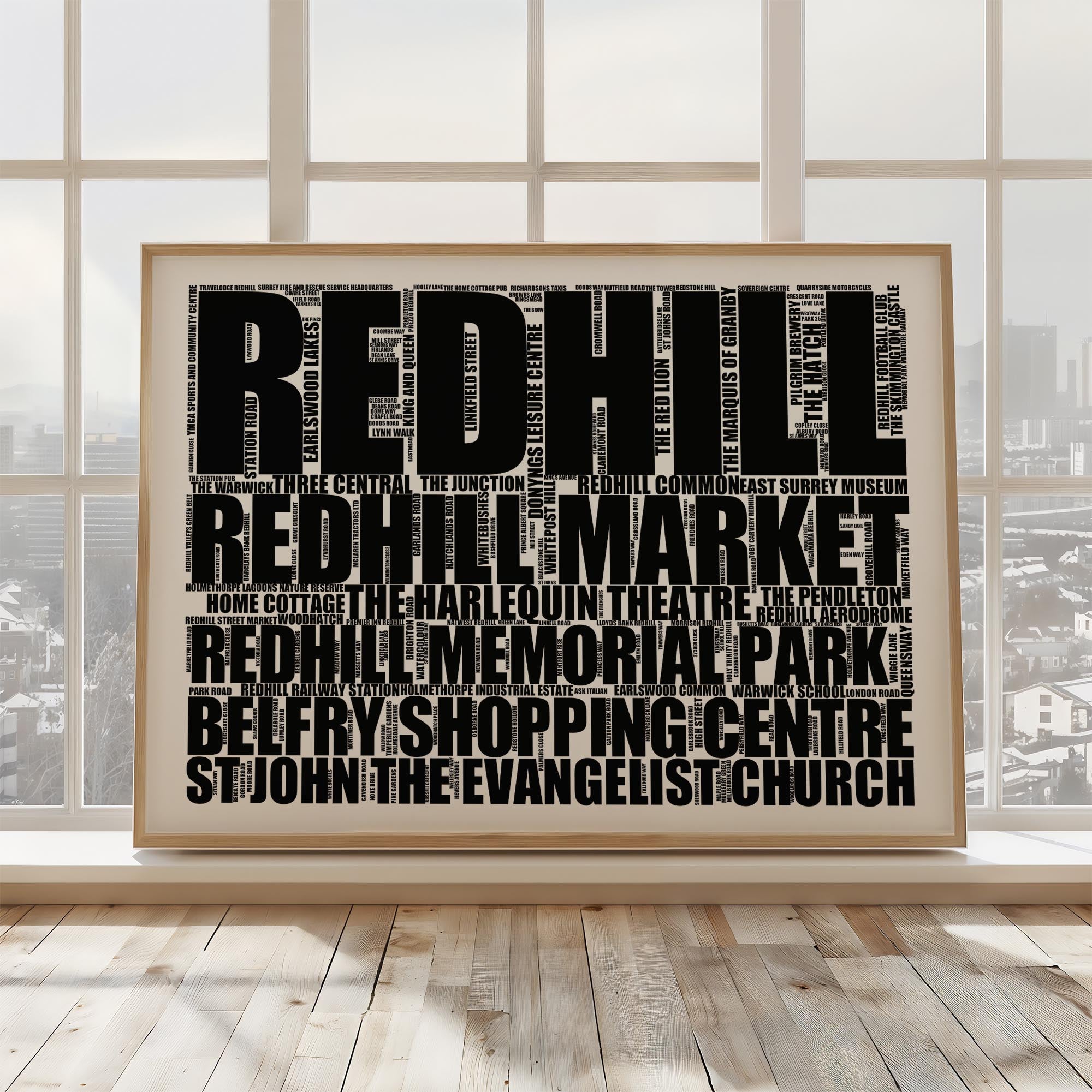 Redhill - Premium Typographic Word Cloud Prints, Posters & Gifts