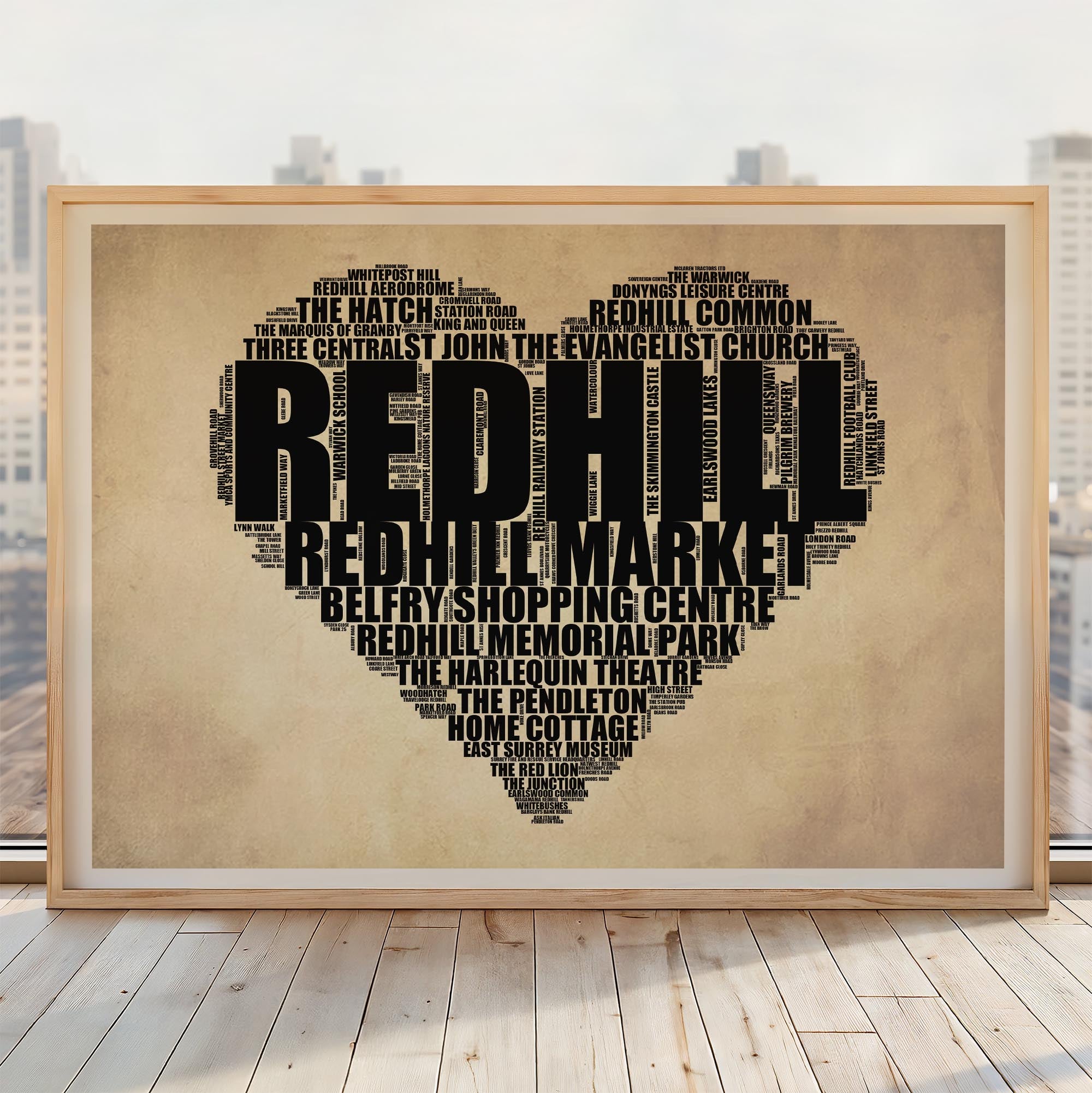 Redhill - Premium Typographic Word Cloud Prints, Posters & Gifts