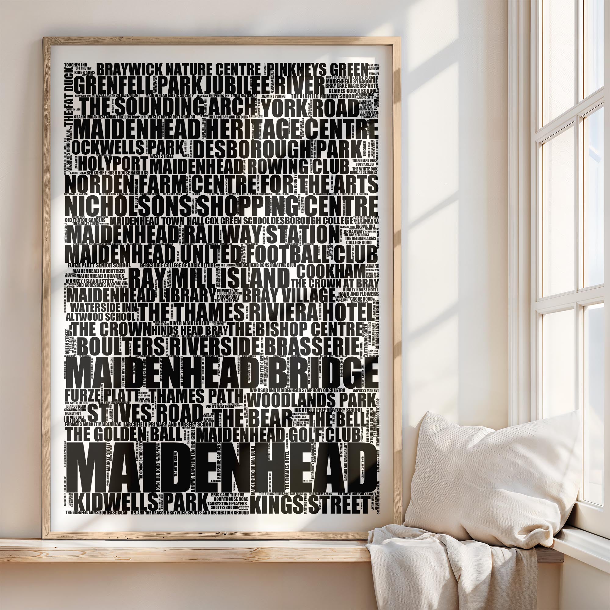 Maidenhead - Premium Typographic Word Cloud Prints, Posters & Gifts