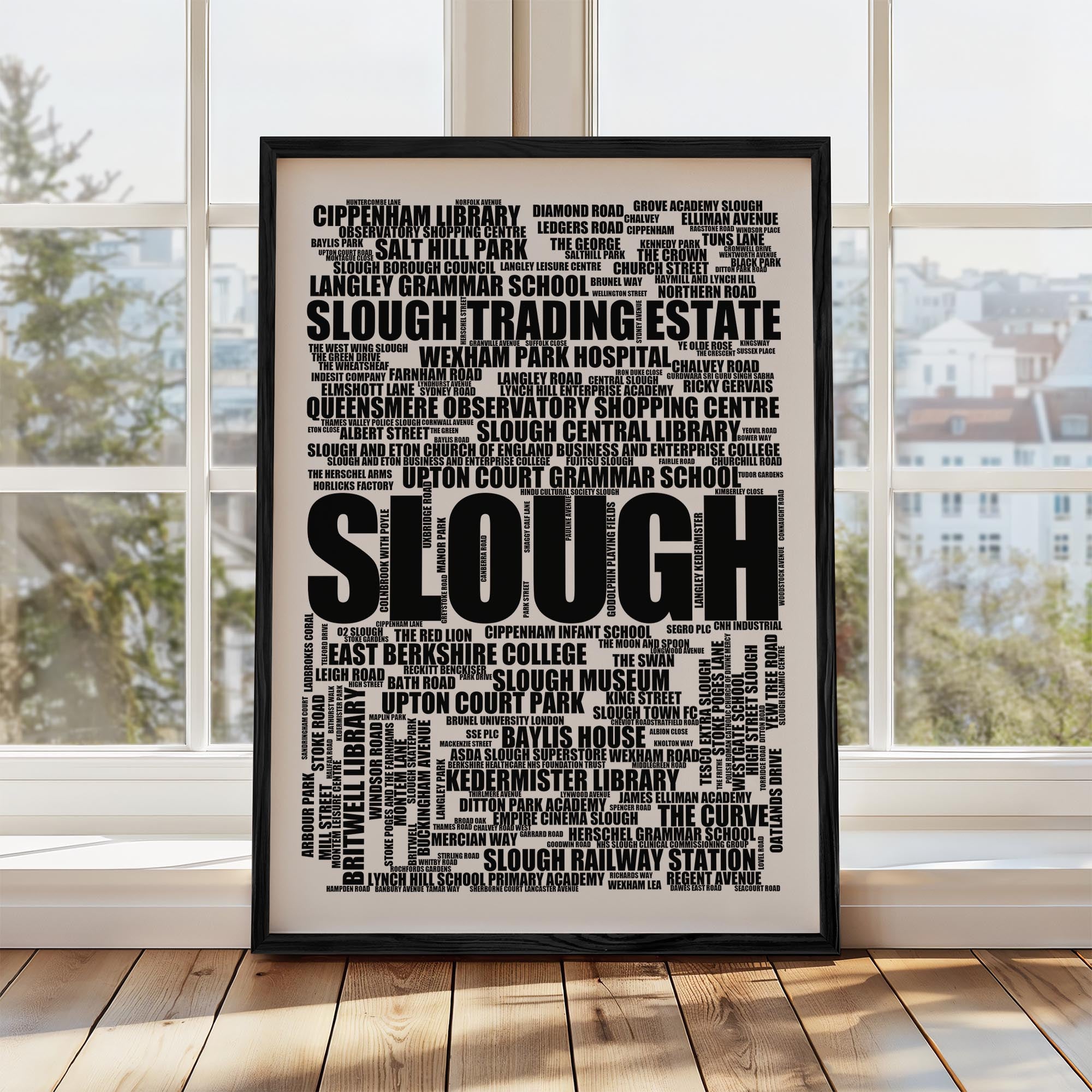 Slough - Premium Typographic Word Cloud Prints, Posters & Gifts