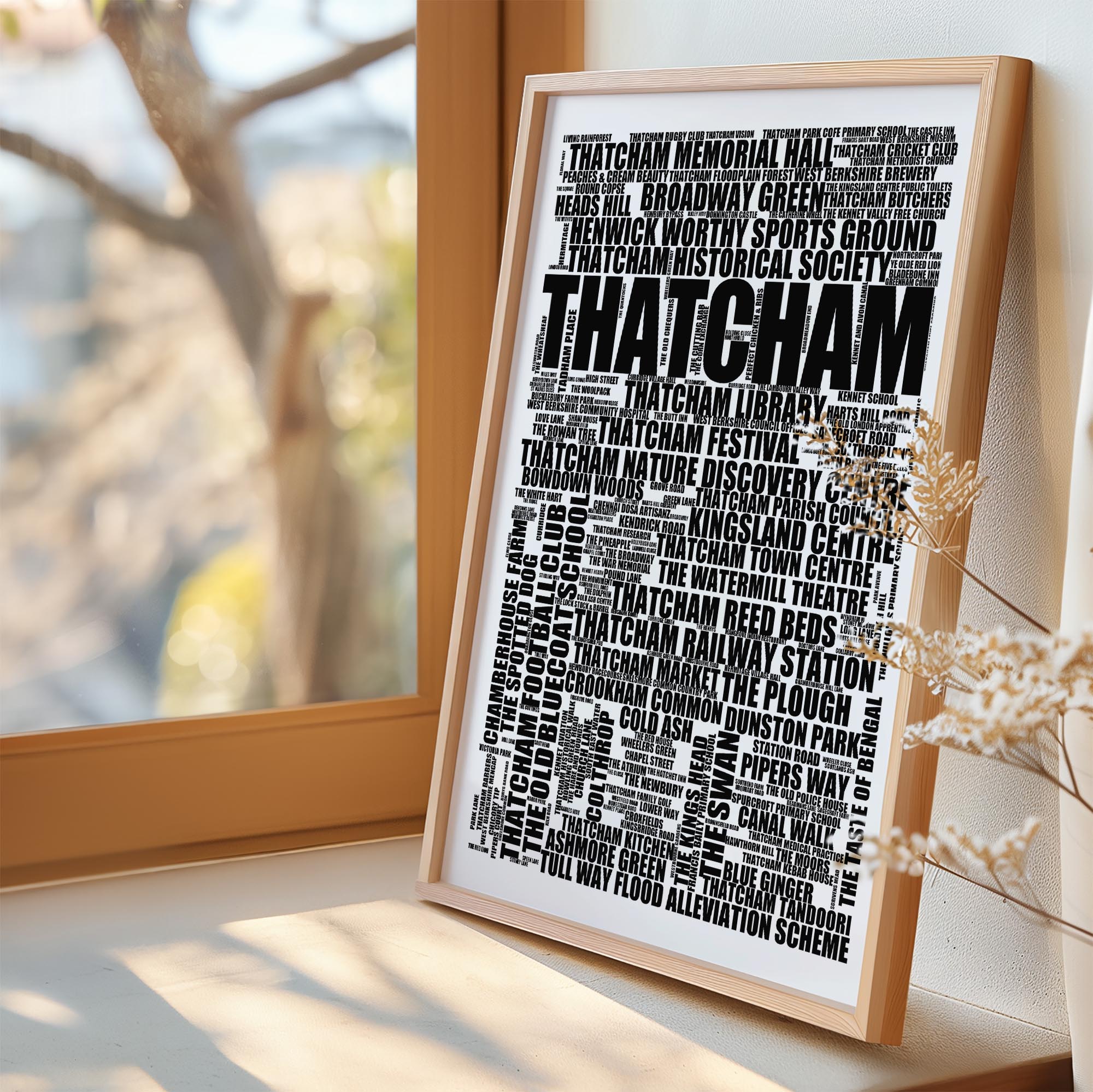 Thatcham - Premium Typographic Word Cloud Prints, Posters & Gifts