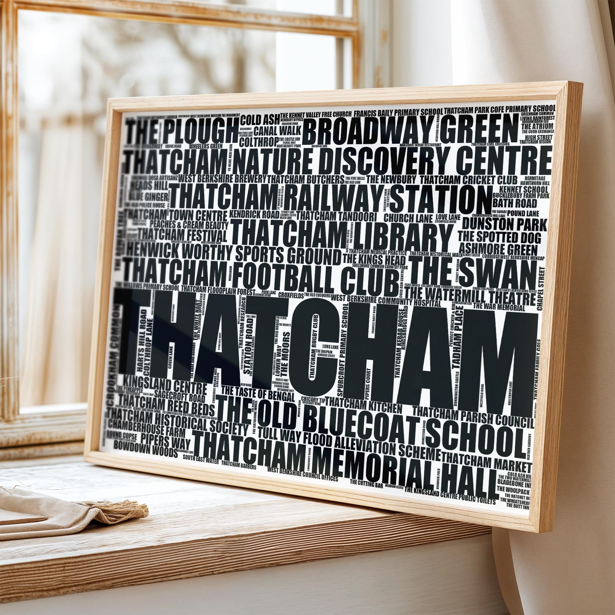 Thatcham - Premium Typographic Word Cloud Prints, Posters & Gifts